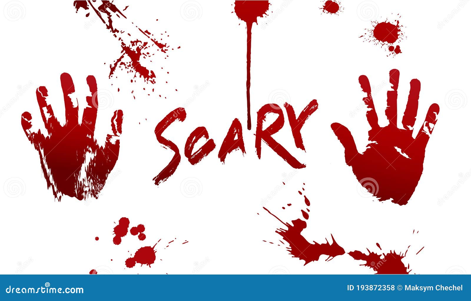 Halloween Blood Set. Various Blood Splatter and Scary Lettering Stock