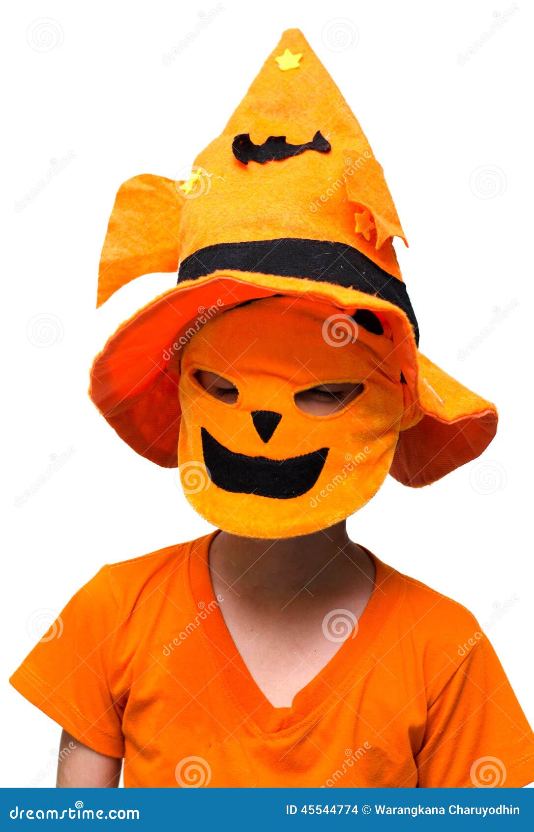 Halloween Boy Pumpkin Mask Trick Or Treating Stock Photo Image of