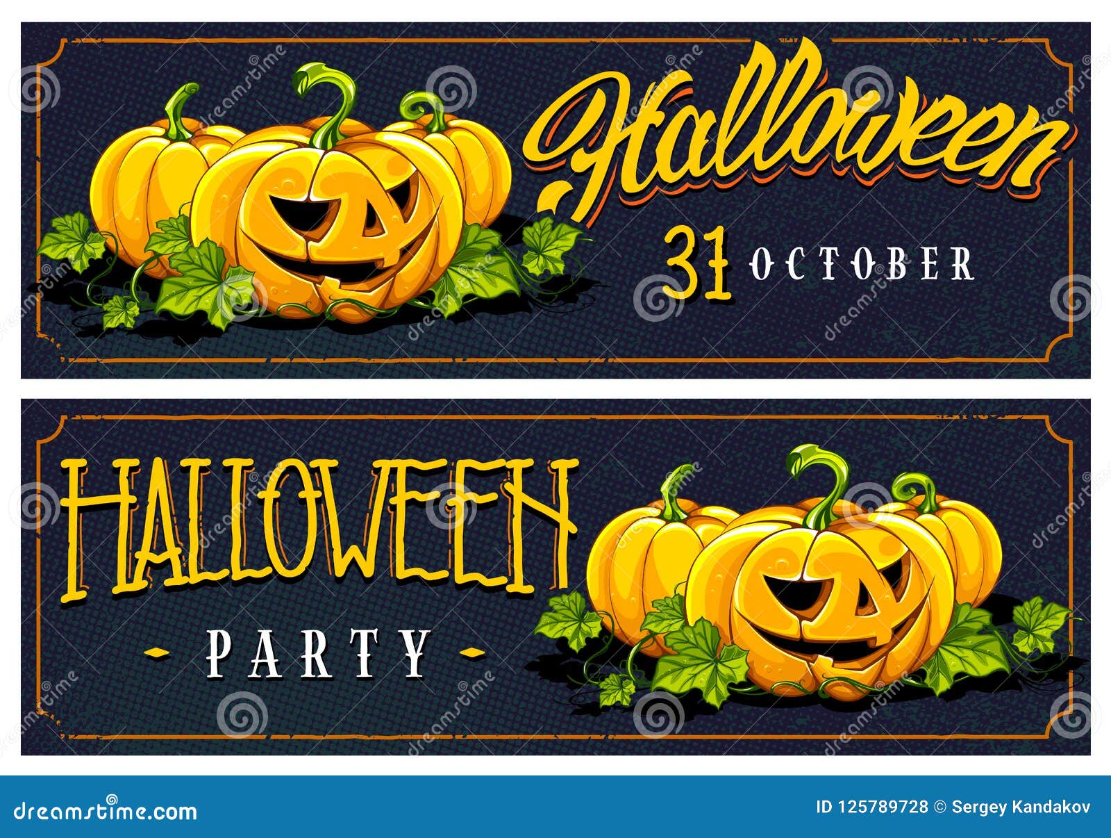 Halloween Web Banners Vector Designs Stock Vector Illustration of
