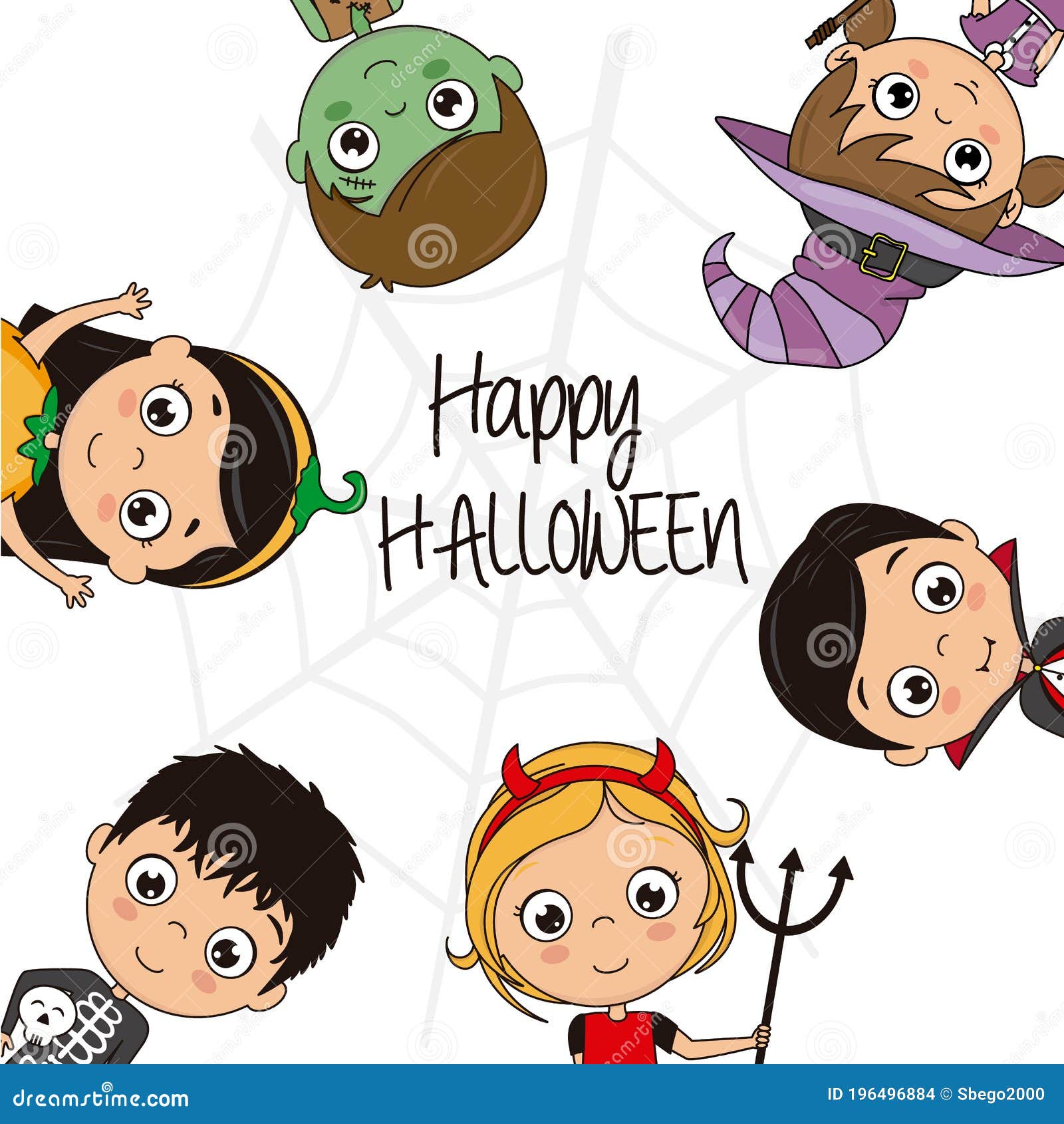 Halloween Card. Disguised Children Stock Vector - Illustration of ...