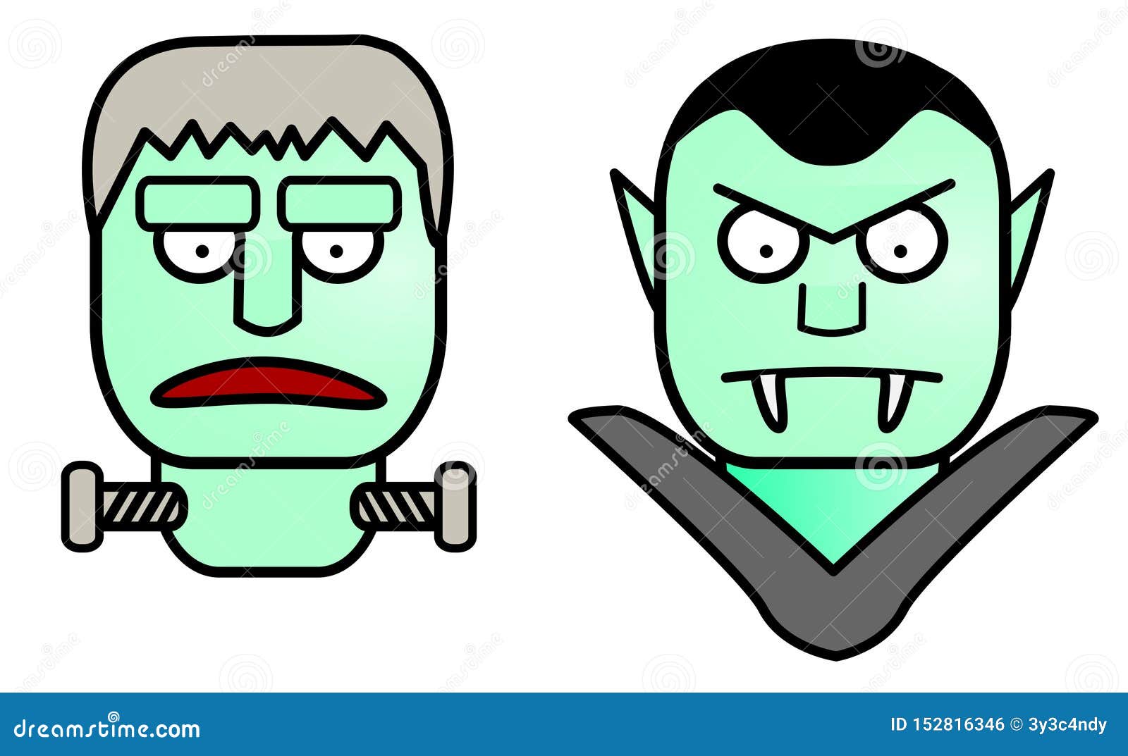 Halloween Cartoon Characters Frankenstein Dracula Vector Stock Photo Illustration Of Family Halloween 152816346