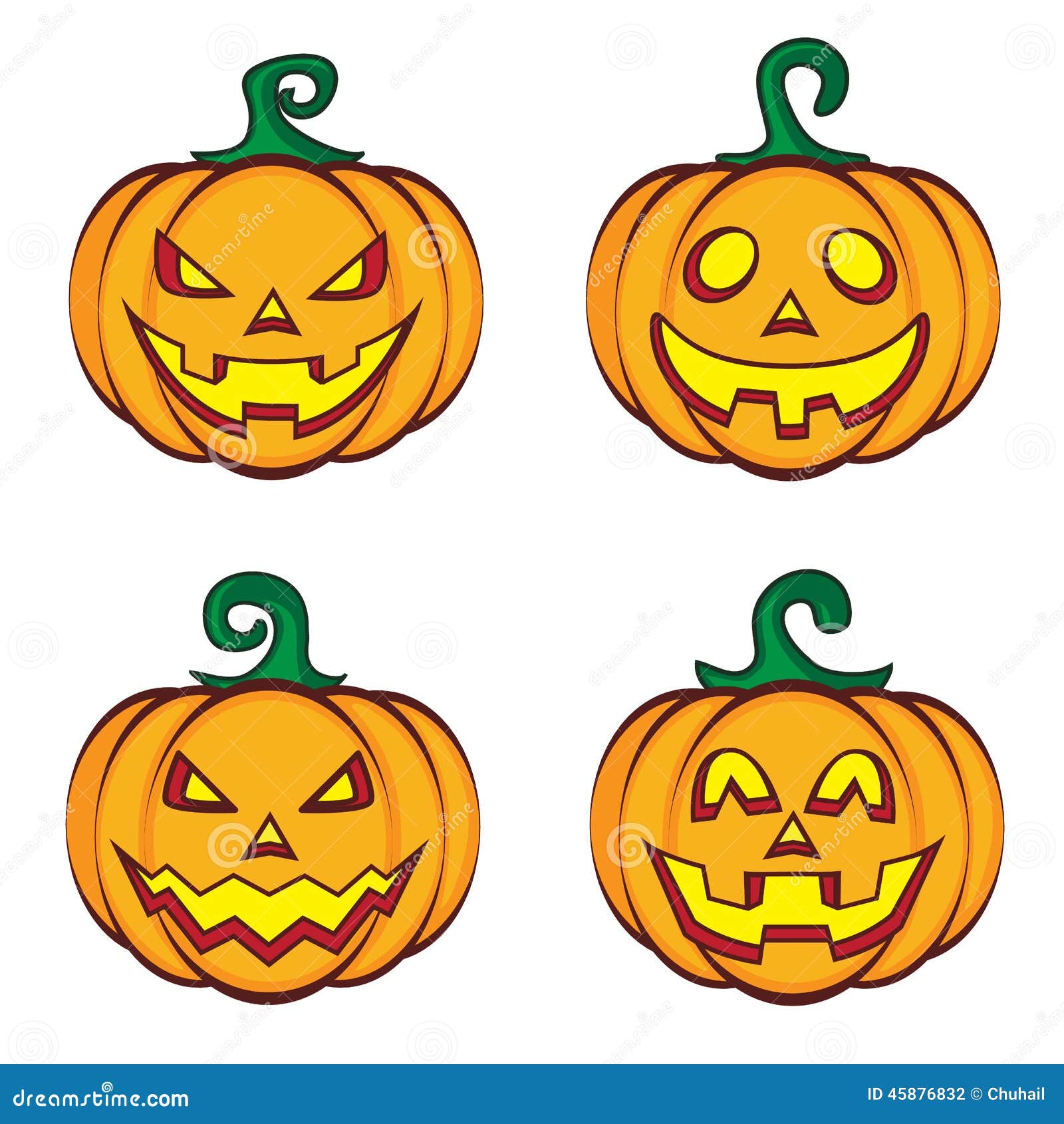 halloween cartoon pumpkin jack lantern stock vector illustration