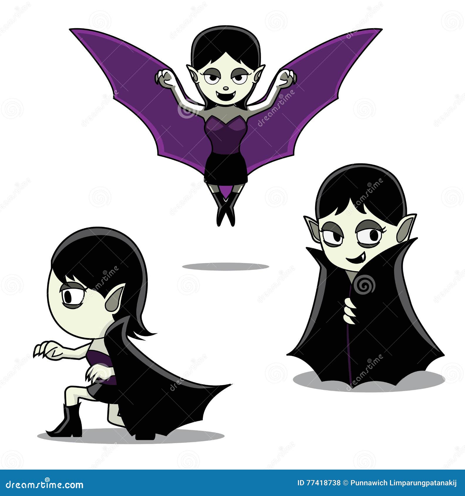 Pretty Female Vampire Cartoon Vector Character | GraphicMama