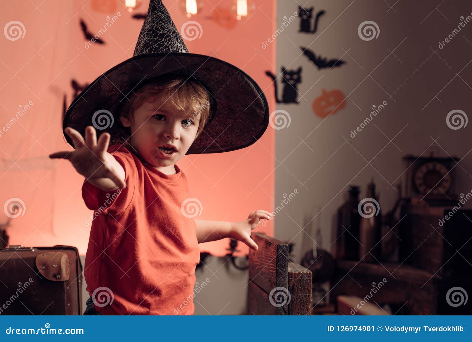 Halloween Child Decoration and Kids Scary Concept. Halloween Background ...