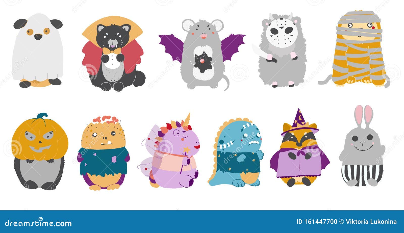 Halloween Clipart Set With Kawaii Cartoon Characters Of Children Stock Vector Illustration Of Cute School