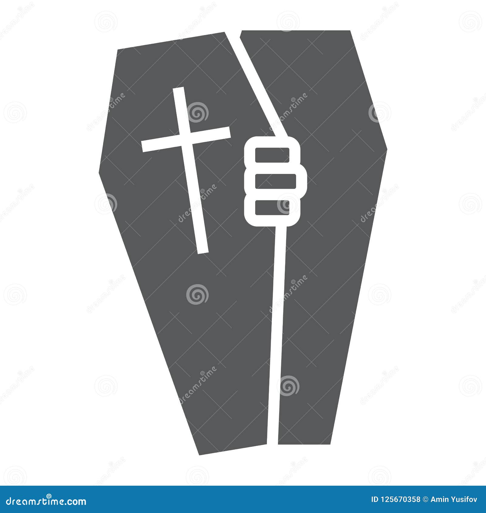 Halloween Coffin Glyph Icon Death And Funeral Grave Sign Vector