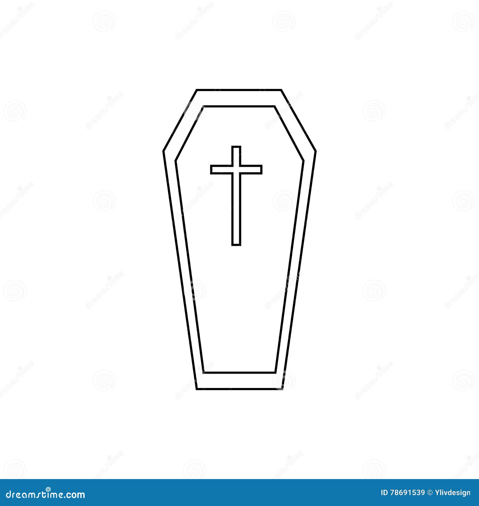 Coffin Icon, Outline Style Vector Illustration | CartoonDealer.com