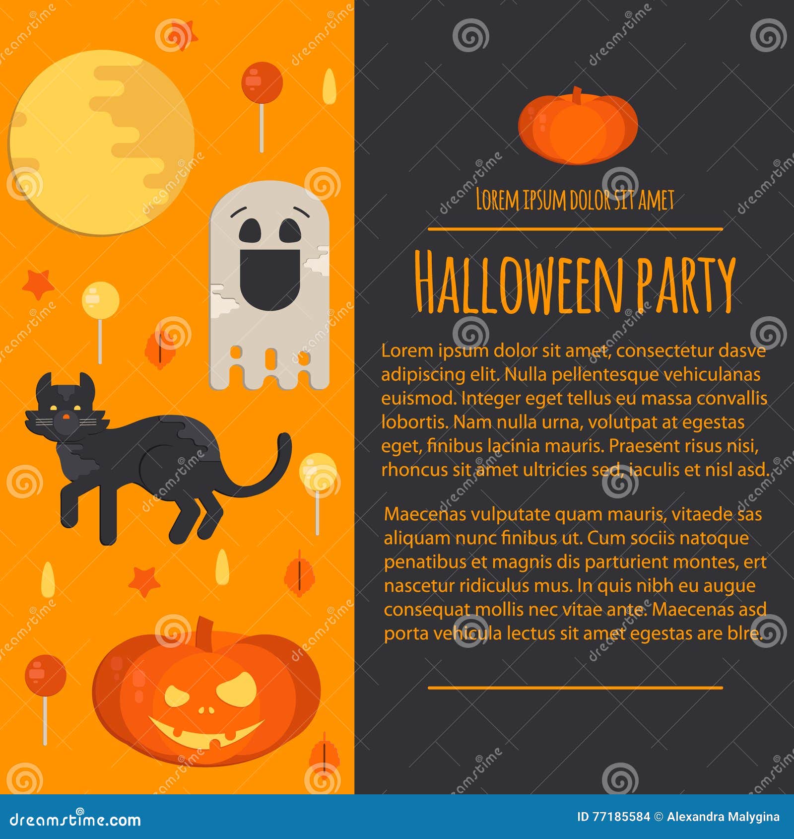 Halloween Concept Letterhead Template in Flat Style Stock Vector