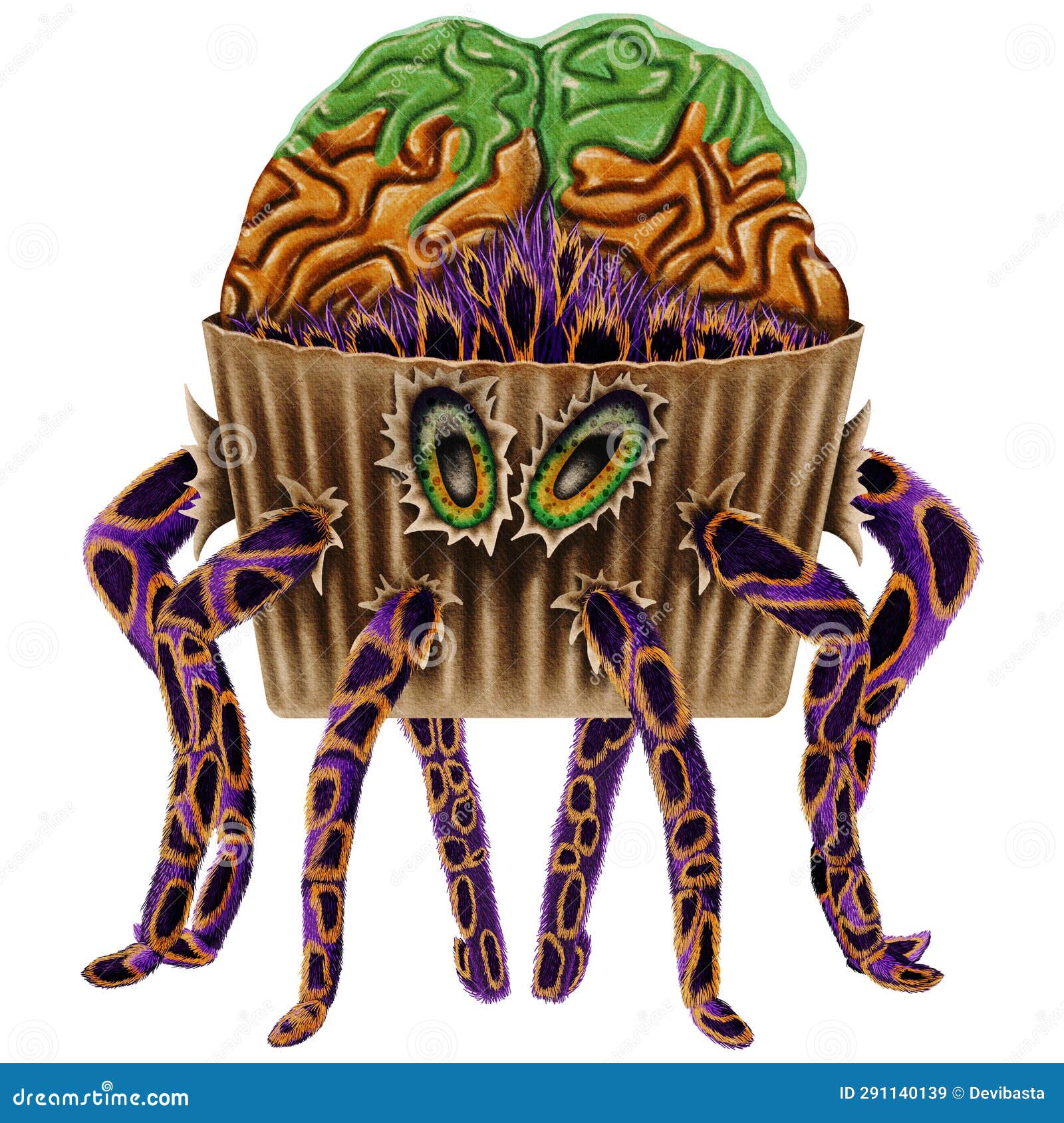 Halloween Cupcake Purple Spider with Orange Circles and Green Eyes and ...