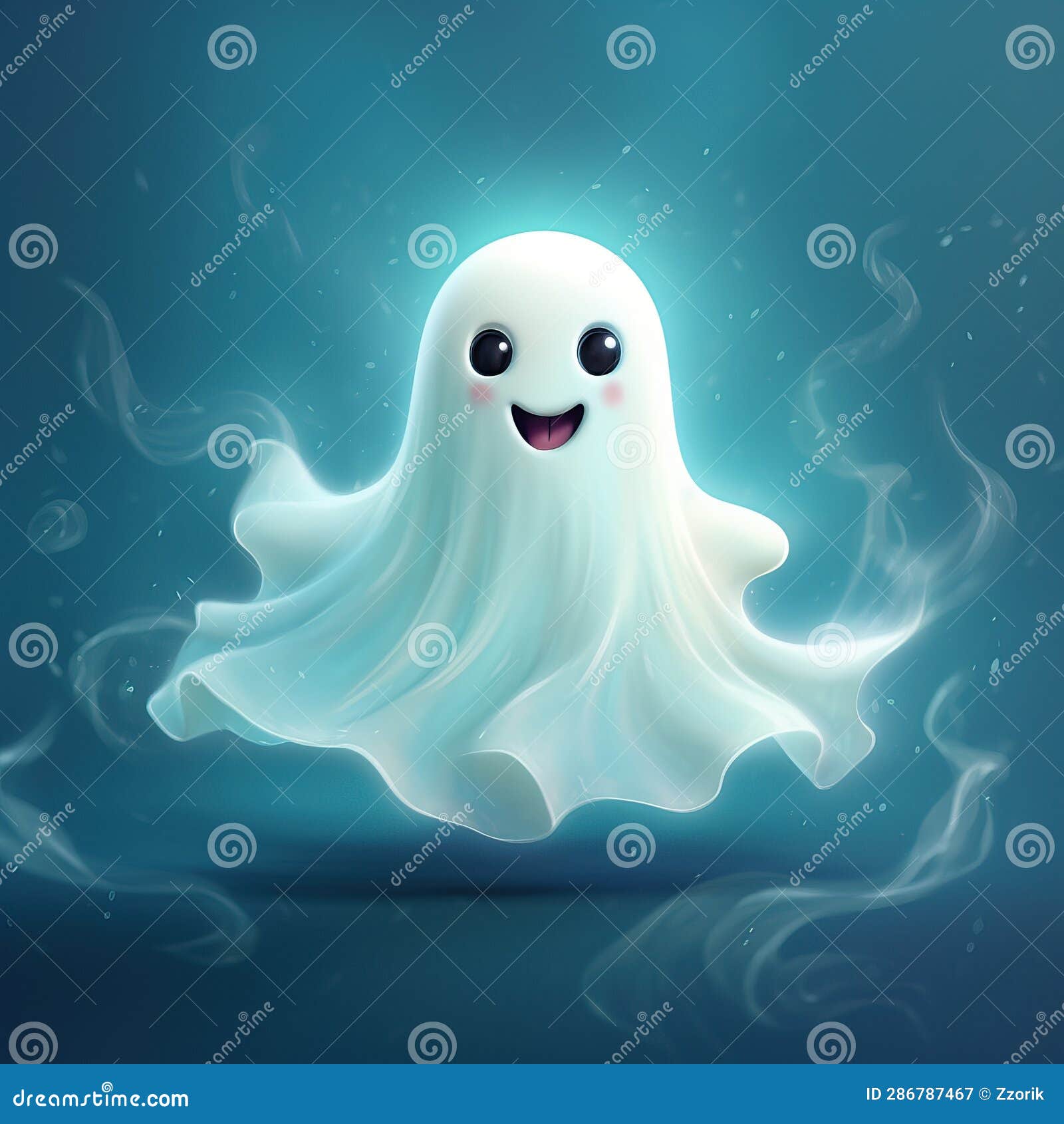 Halloween Cute Ghost. Funny Childish Spirit. Holiday Treak or Treat ...