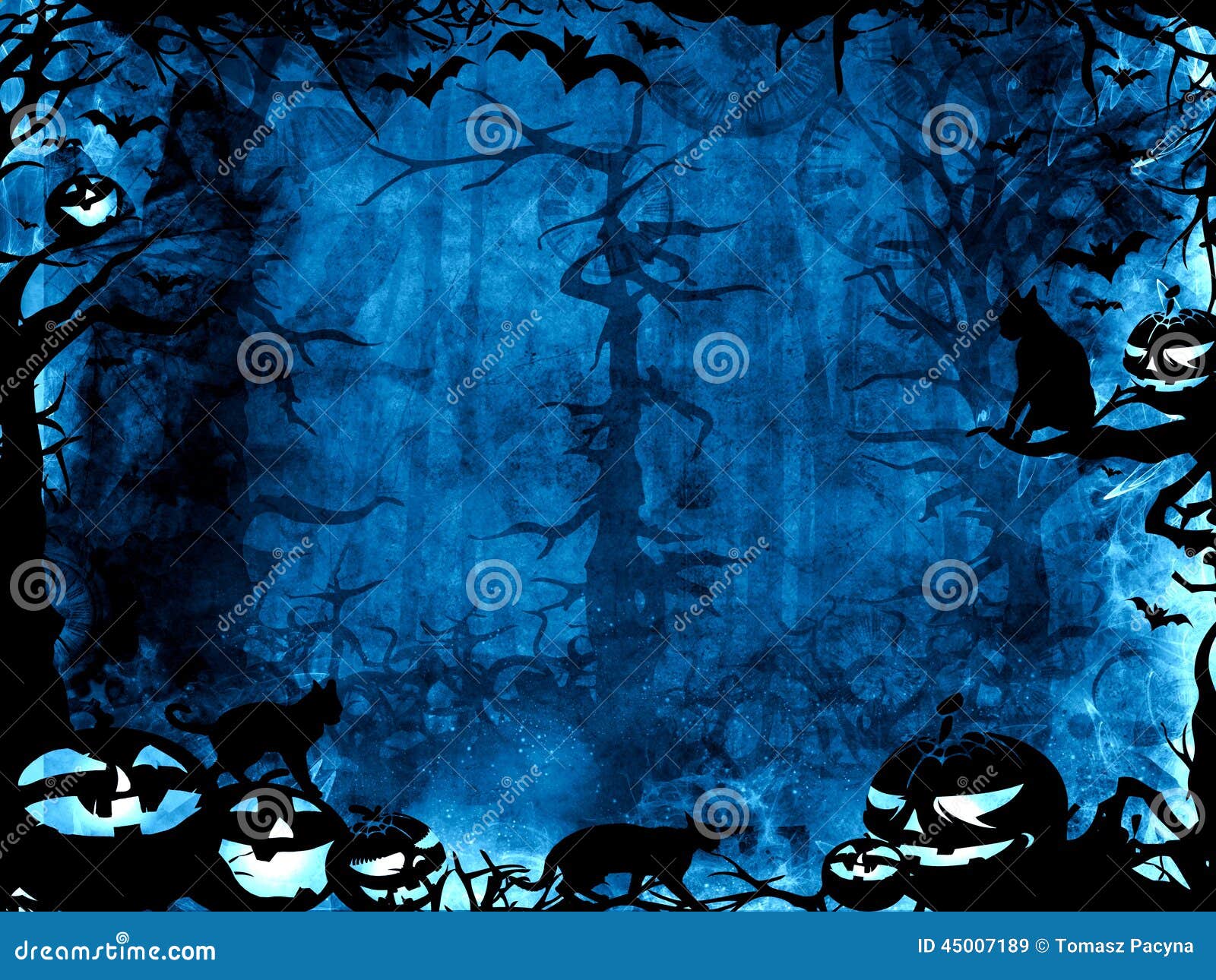 Halloween Dark Blue Magic Mystic Background Stock Illustration