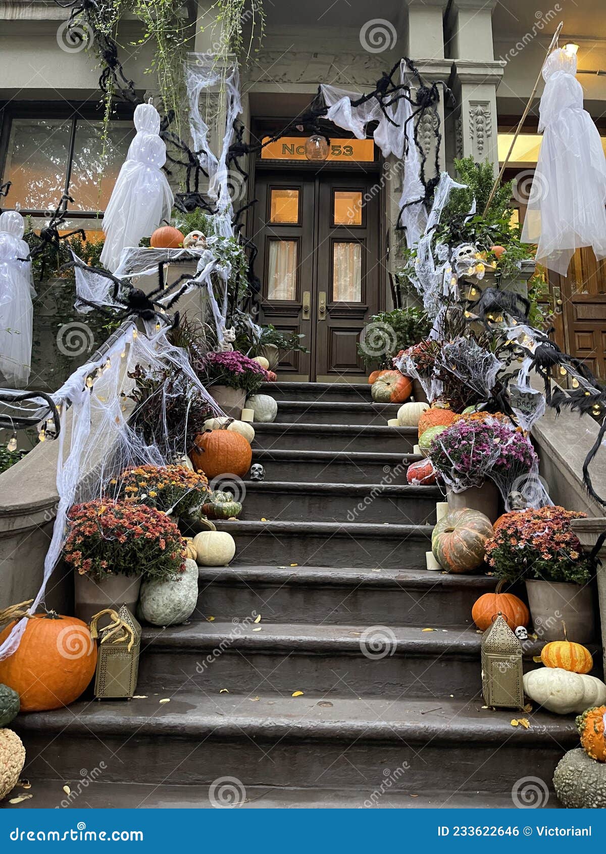Halloween Decorations in Upper West Side, Manhattan, NYC. Editorial