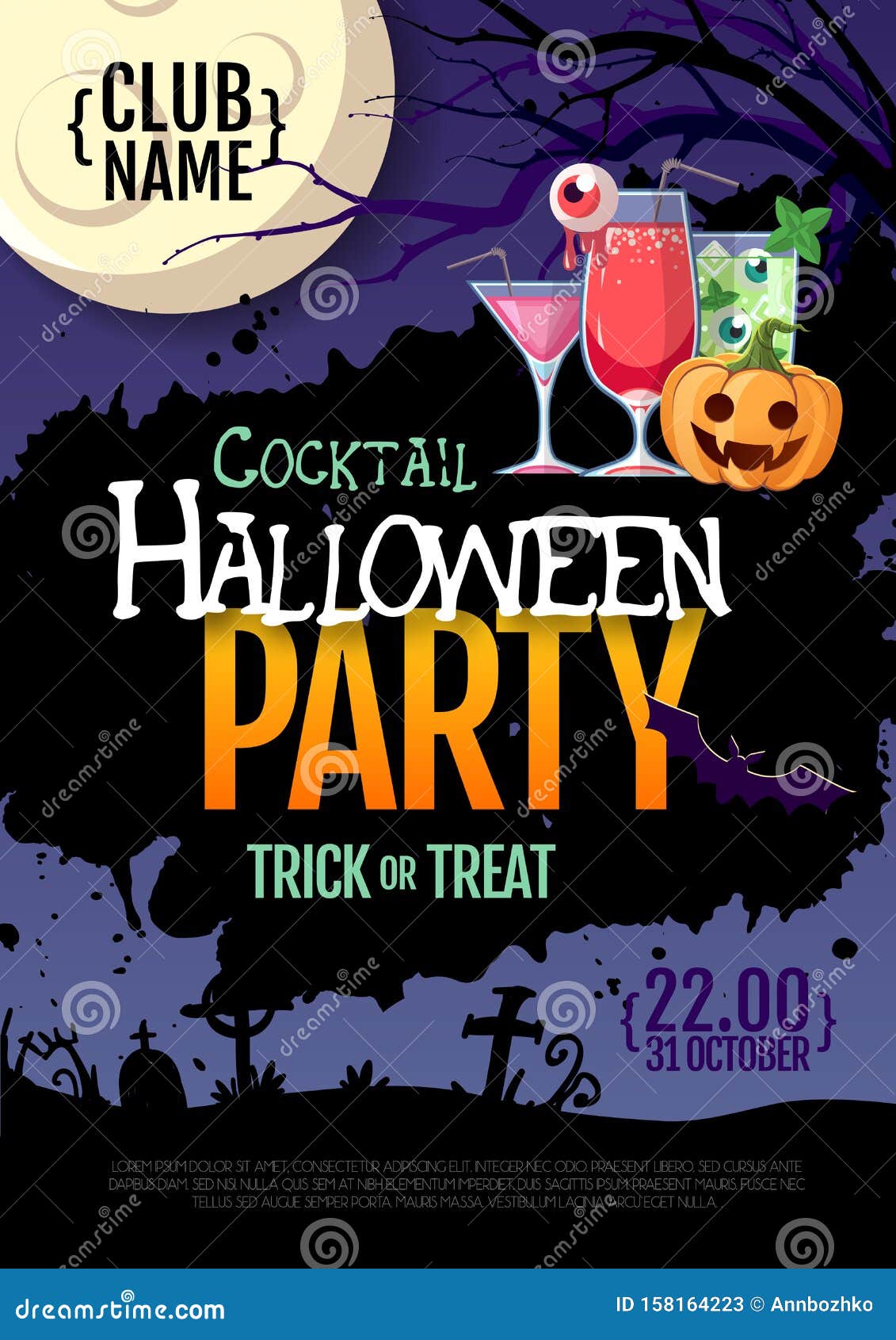 Halloween Disco Cocktail Party Poster With Jack O Lantern Pumpkin And ...