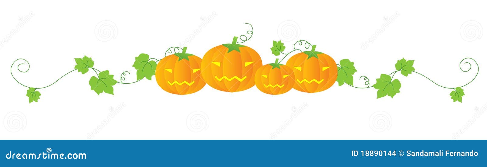 Halloween divider. Colorful pumpkins halloween illustration isolated on white background