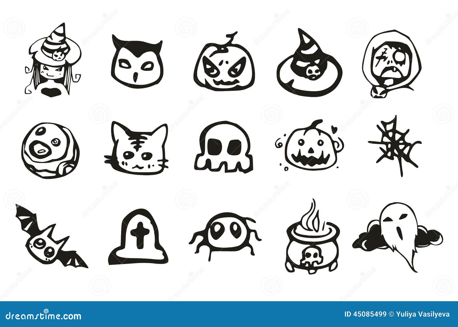 Halloween Drawing Set stock vector. Illustration of fear - 45085499