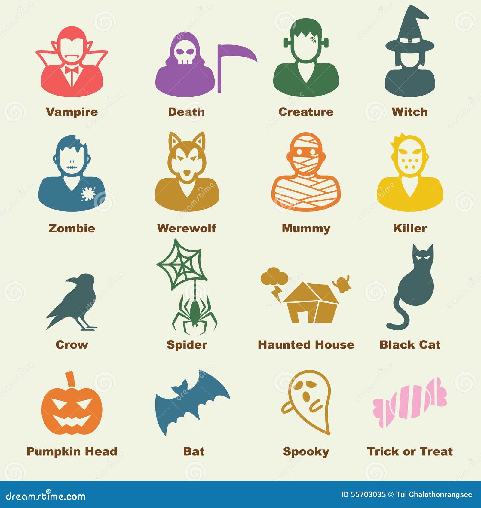 Halloween Elements. Magic Ball, Witch With Book Of Spells, Cursed Black ...