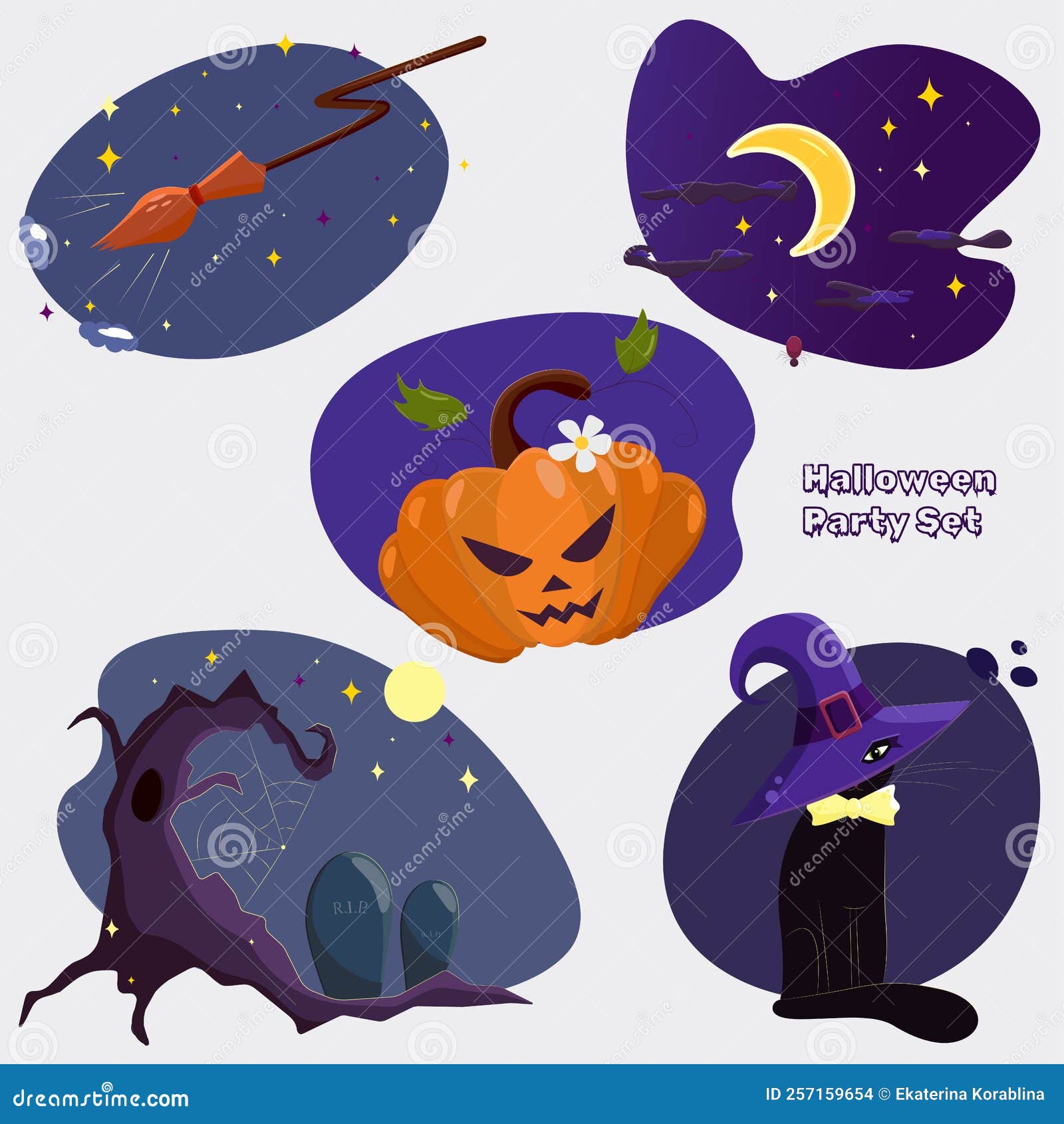 the halloween flat cartoon set