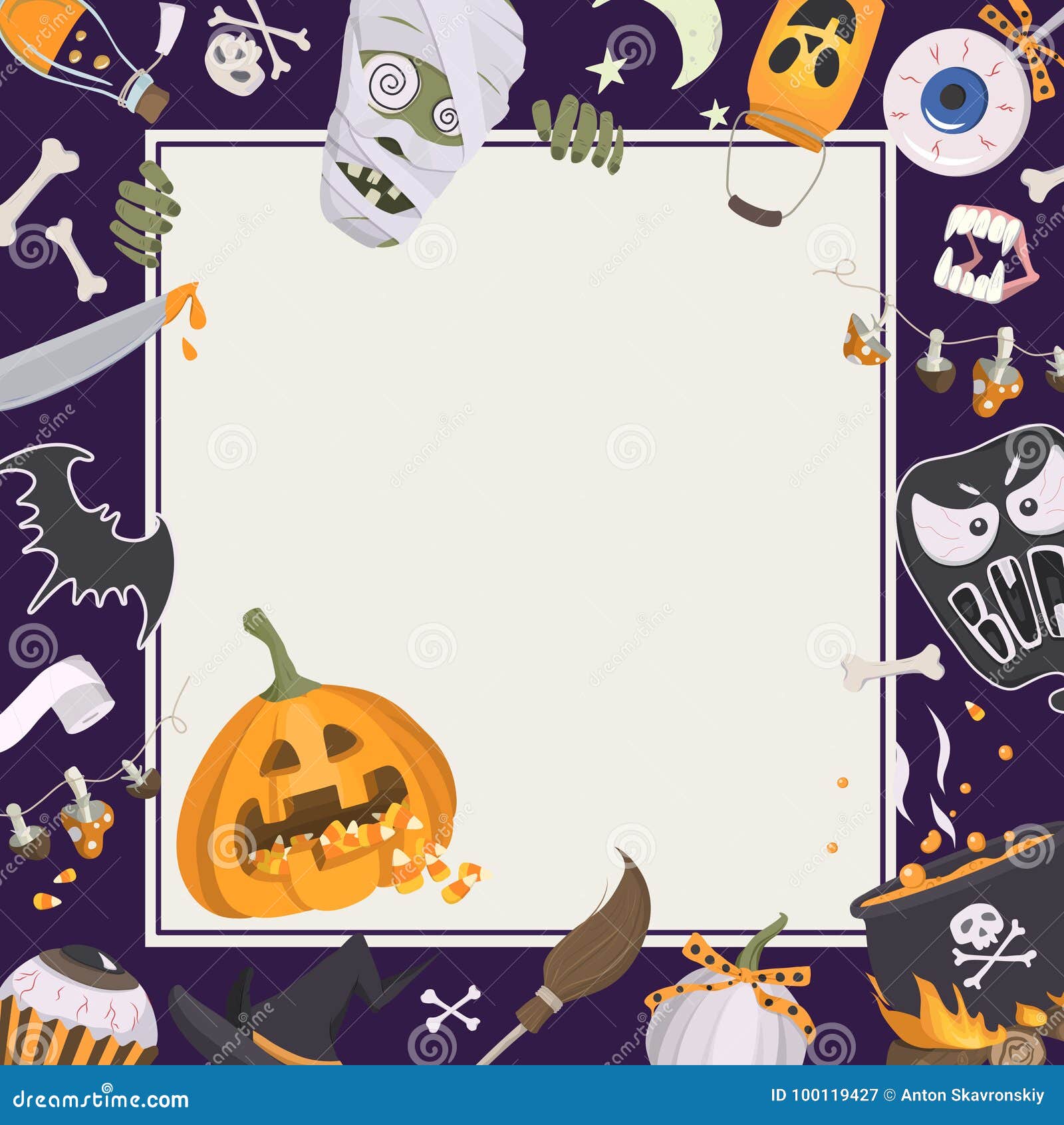 Halloween frame stock vector. Illustration of night - 100119427