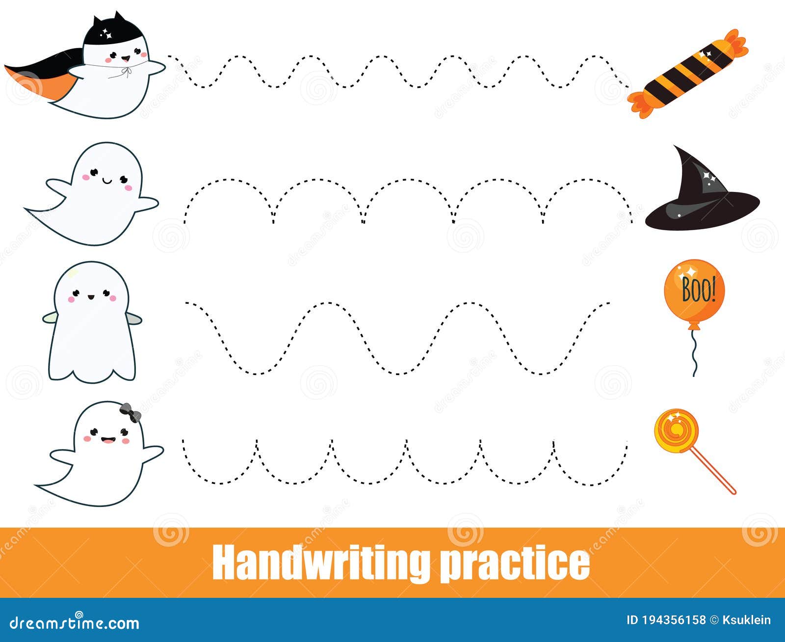 halloween game. handwriting practice sheet. early education worksheet for kids and toddlers. printable children activity
