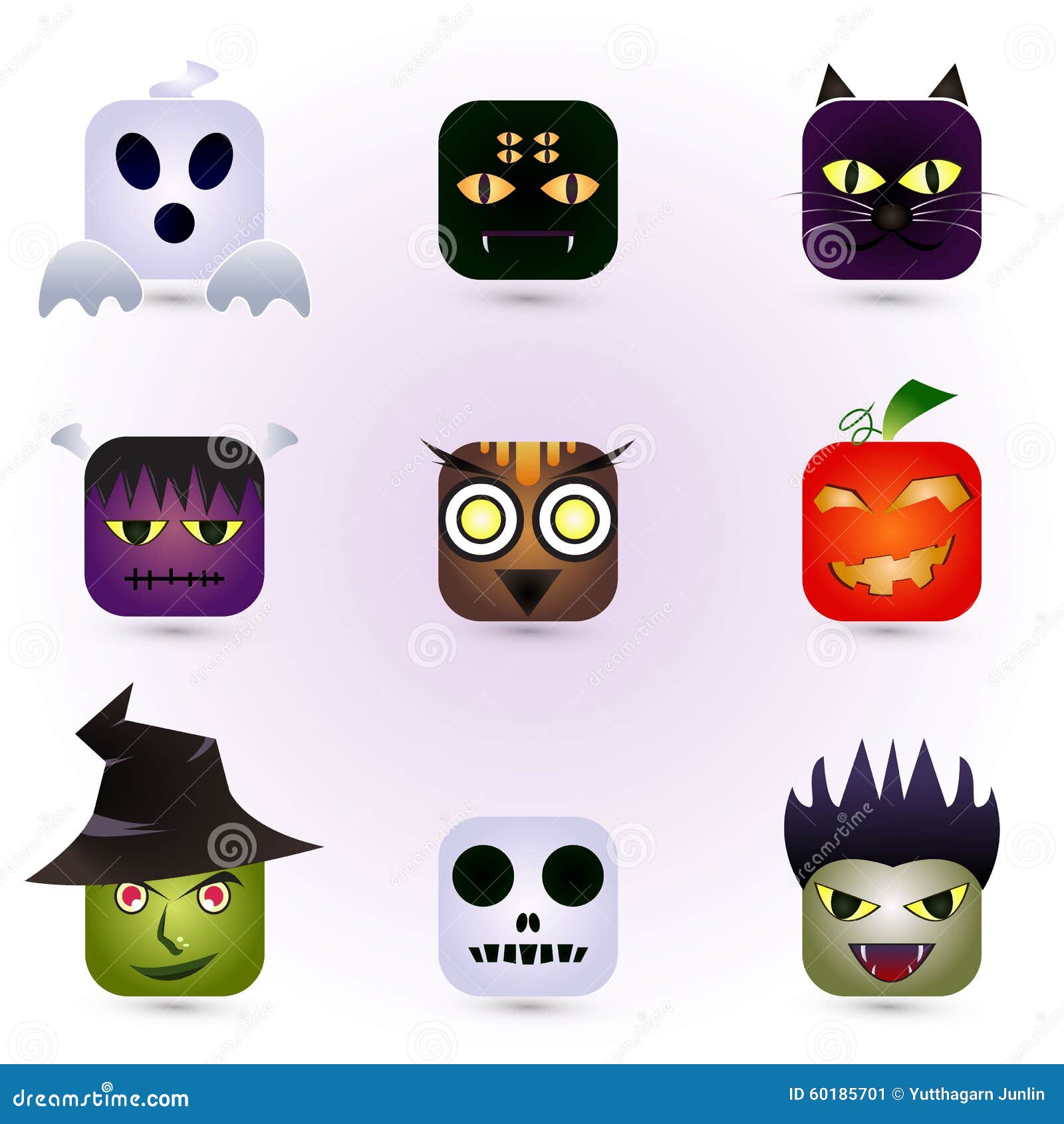 Halloween-Gezichtenpictogram voor decoratiekunstwerk over Halloween-festival - Vector