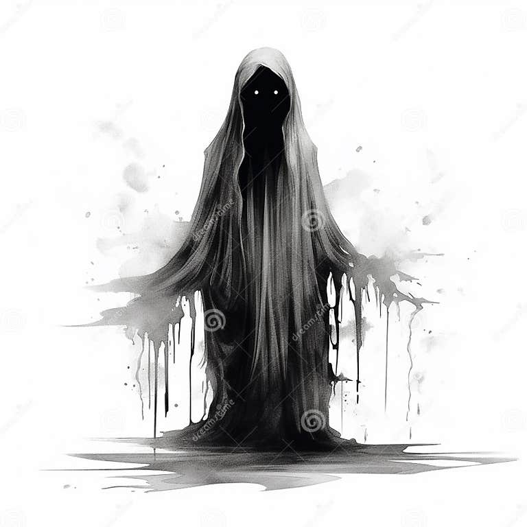 Halloween Ghost Drawing for Social Media Stock Illustration ...