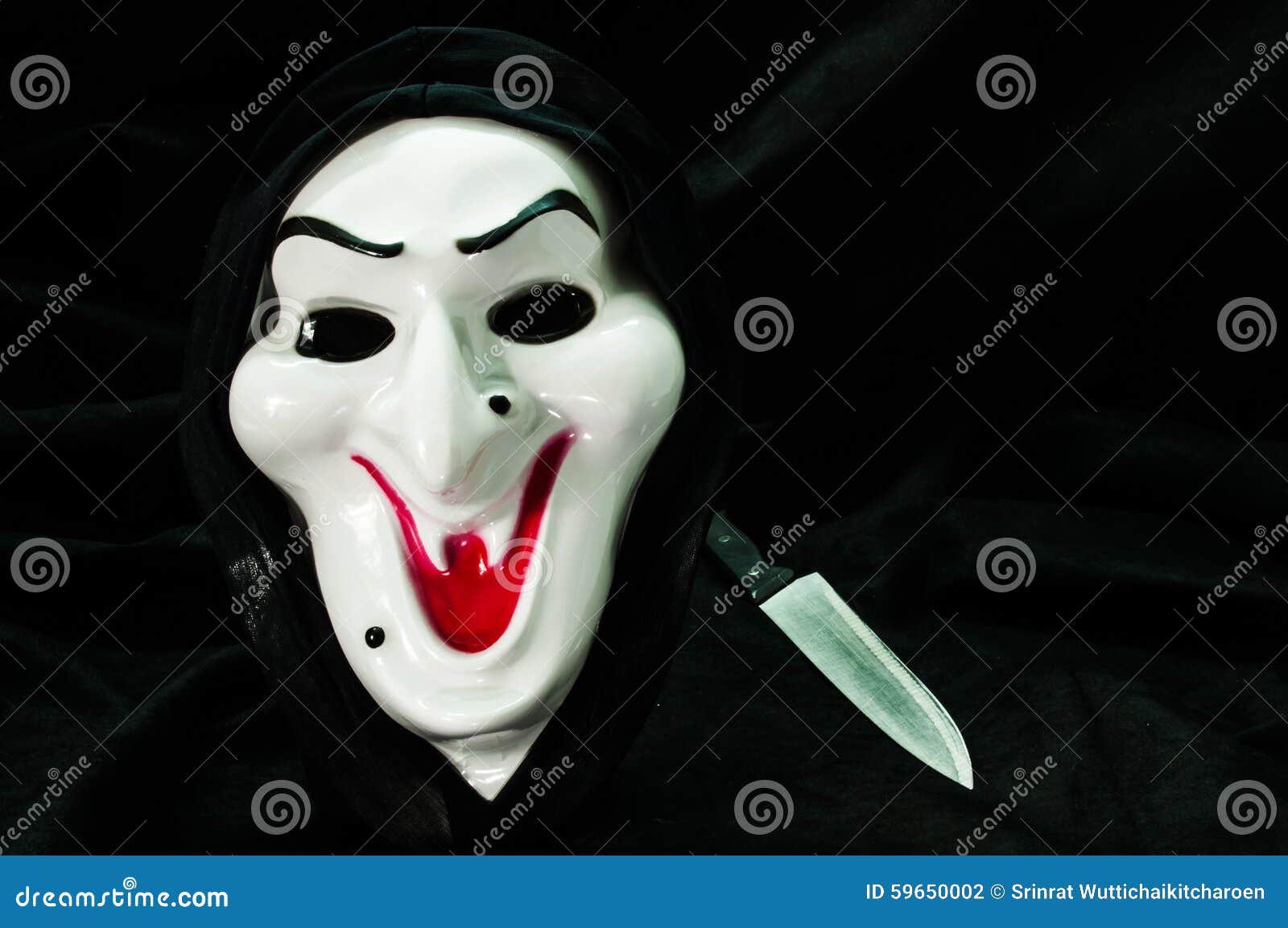Halloween Ghost Face Mask with Knife Stock Photo Image of darkness, danger 59650002