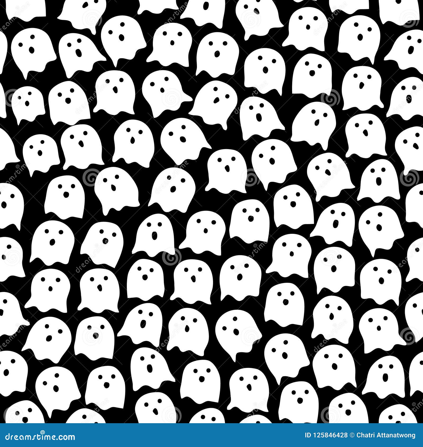 Halloween Ghost Pattern Random Repeat Seamless Stock Illustration