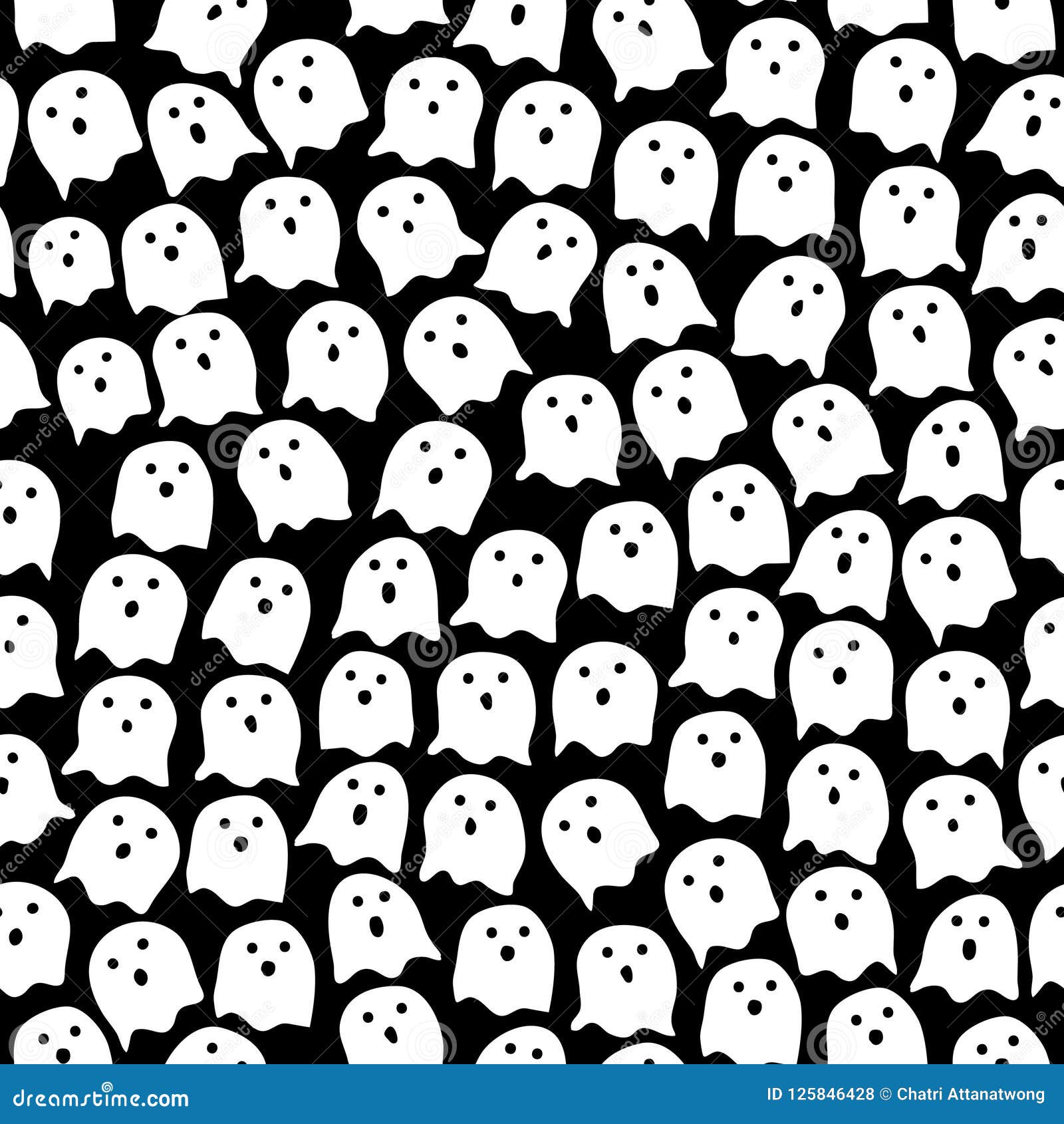 Halloween Ghost Pattern Random Repeat Seamless Stock Illustration ...