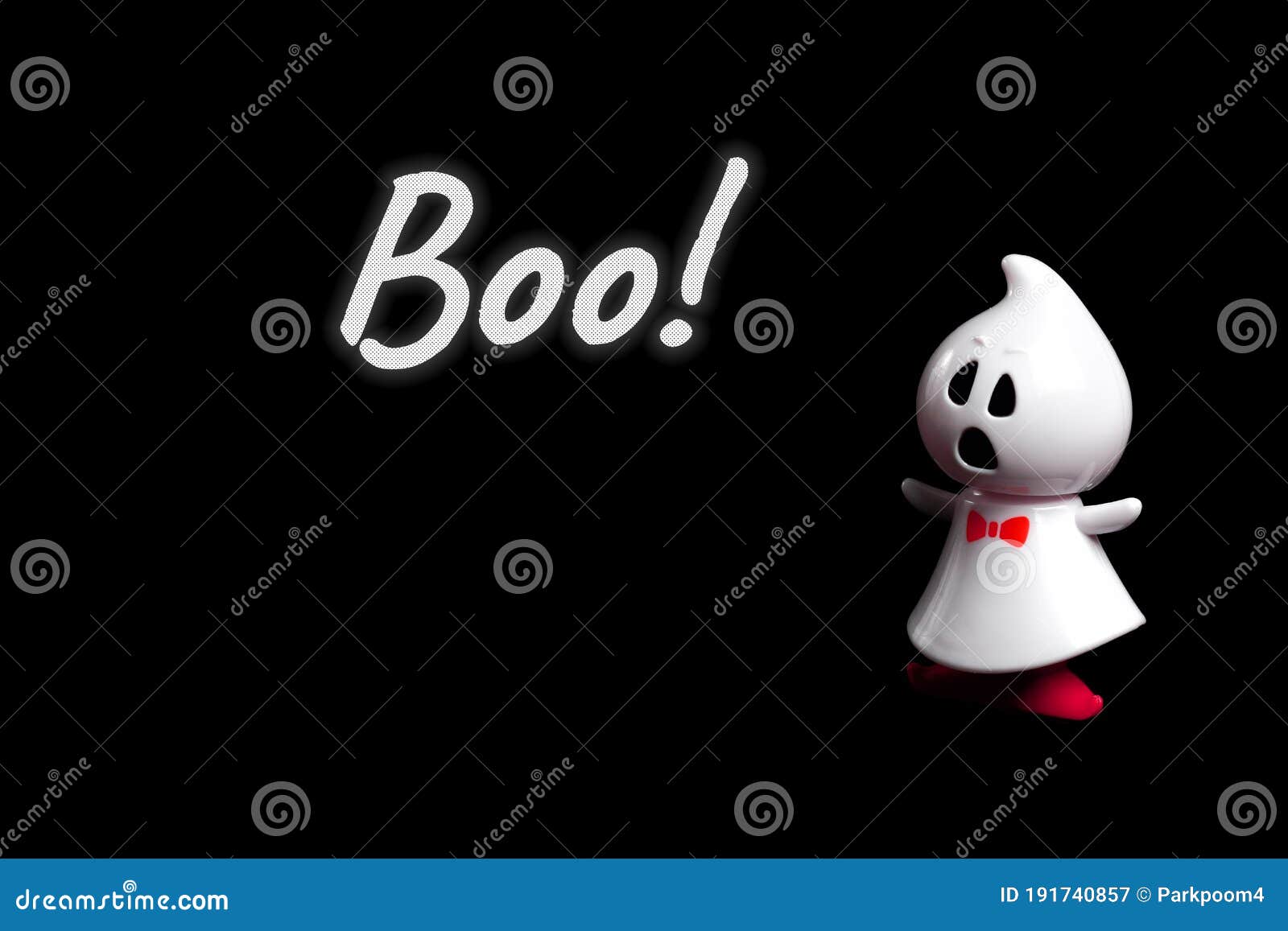 Halloween Ghost Say Boo! On Black Background Stock Image