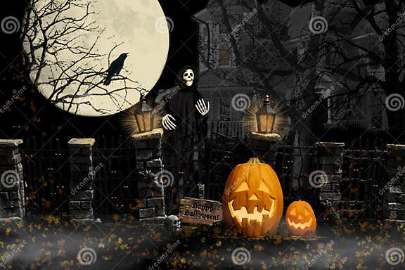 Halloween Ghoul Haunted House Stock Image - Image of pumpkins, dark ...