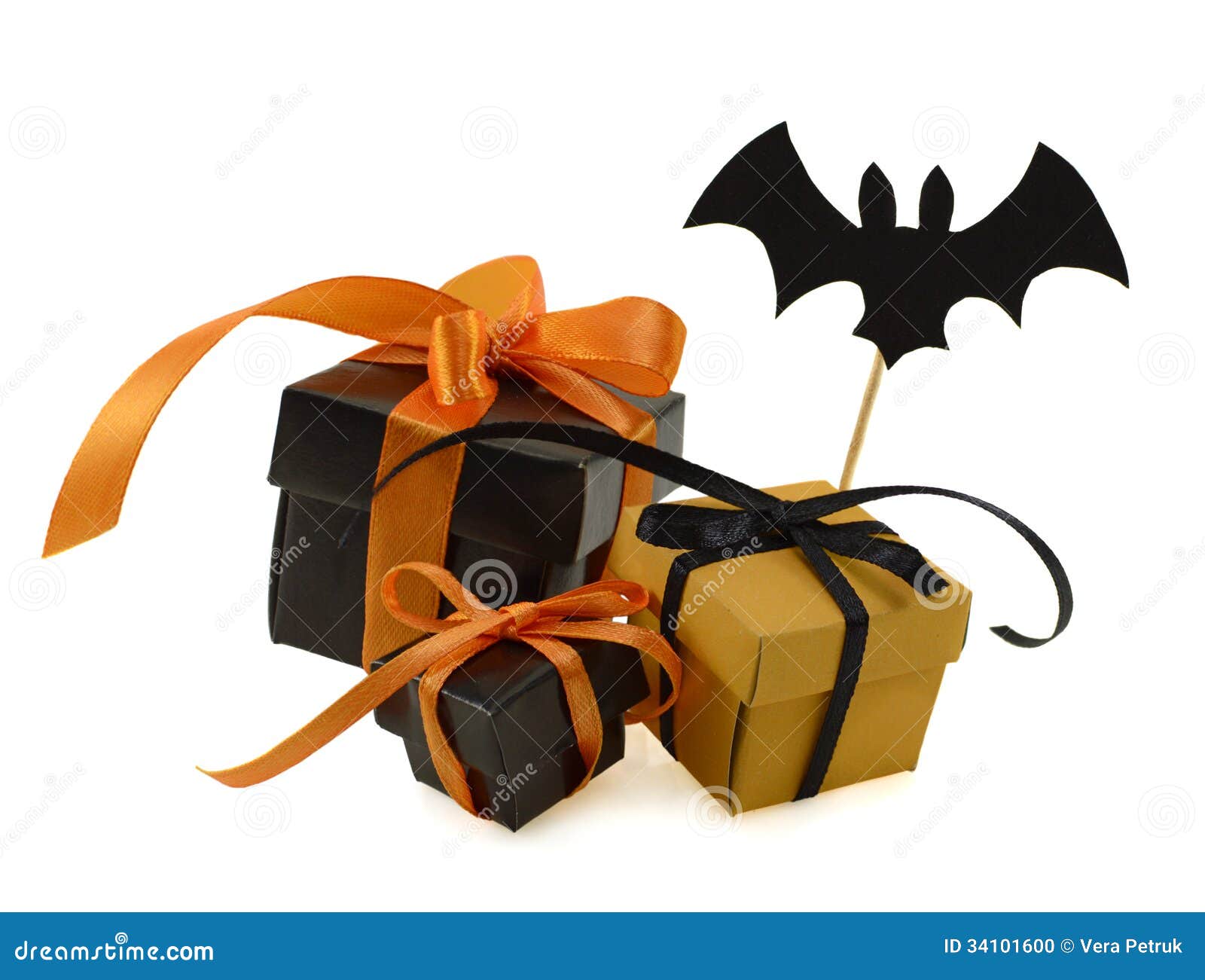 Halloween Gifts with Bat Decoration Stock Photo Image of magic, event