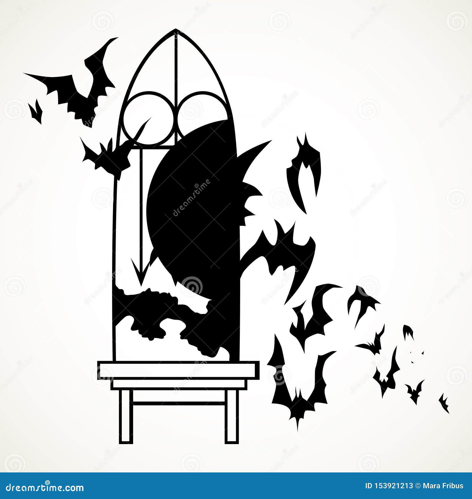 Download Halloween Gothic Window With Flying Bats Stock Vector ...
