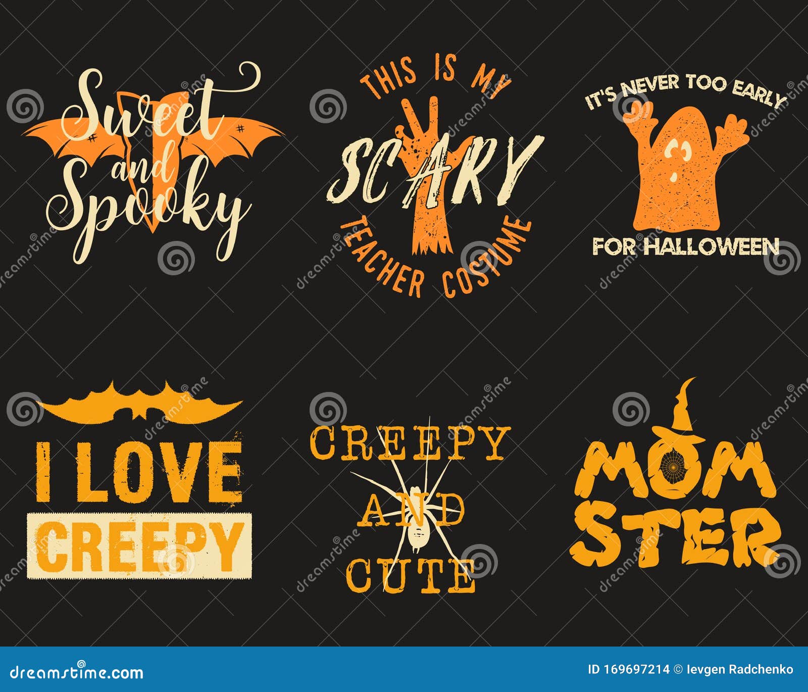 Halloween Graphic Prints Set for T Shirt, Costumes and Decorations ...