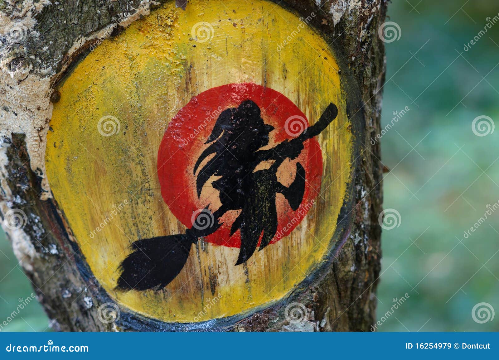 Halloween Guide Sign With Witch Stock Photo 16255026