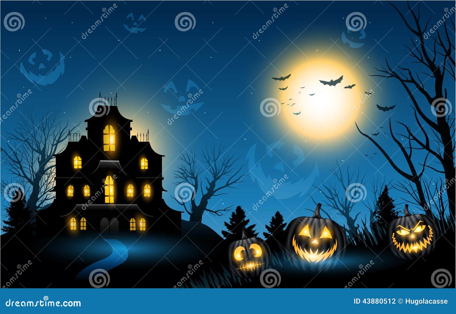 halloween haunted house copyspace background