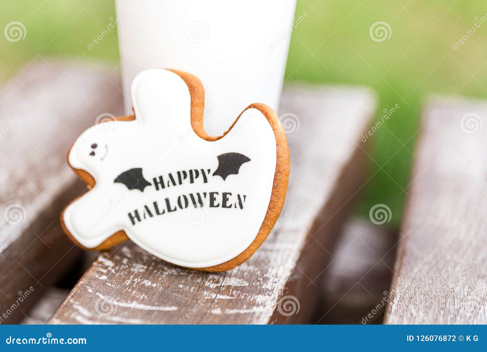 halloween homemade gingerbread and honey cookies as a white gho