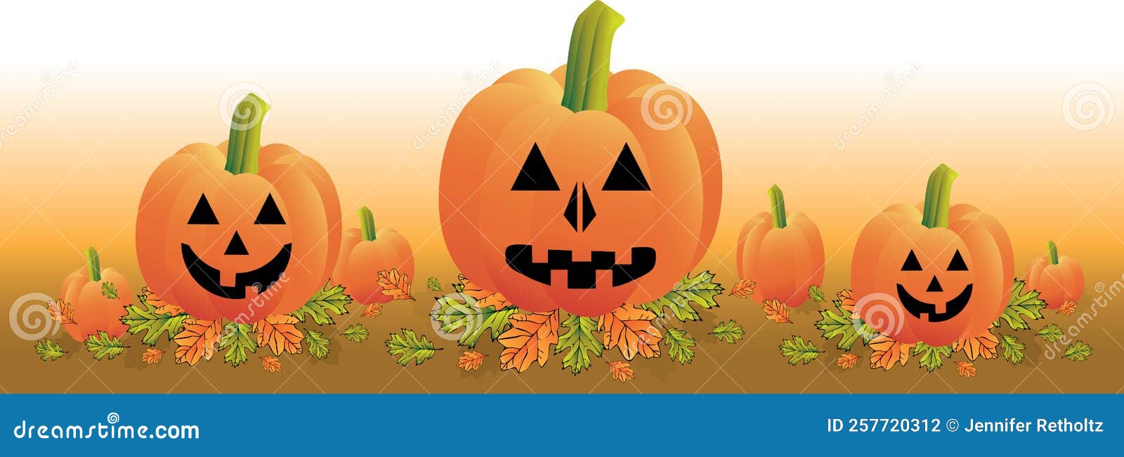 Halloween Jack O Lantern Border Background Stock Illustration