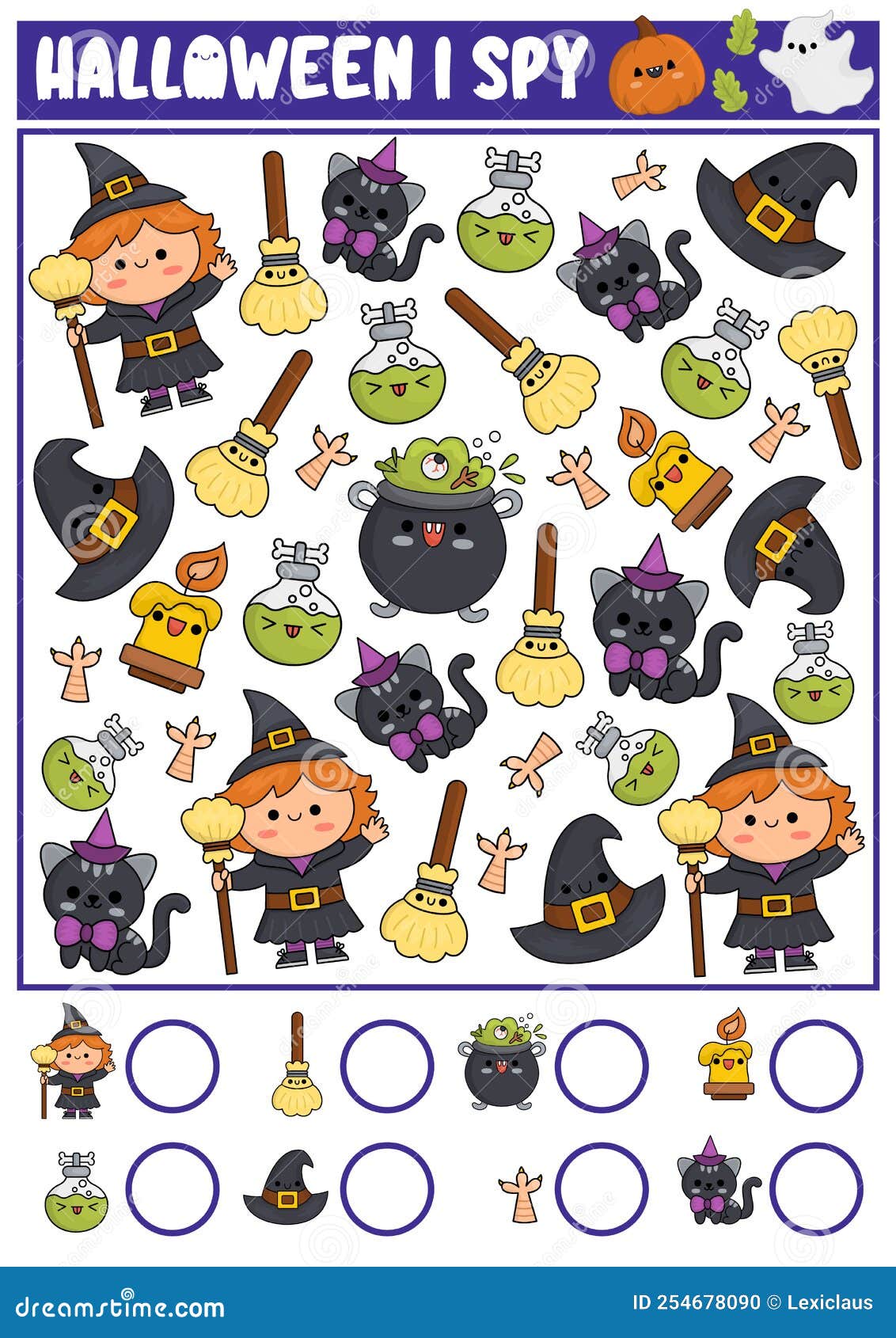 Halloween jogo de tabuleiro preto e branco para crianças com bruxa