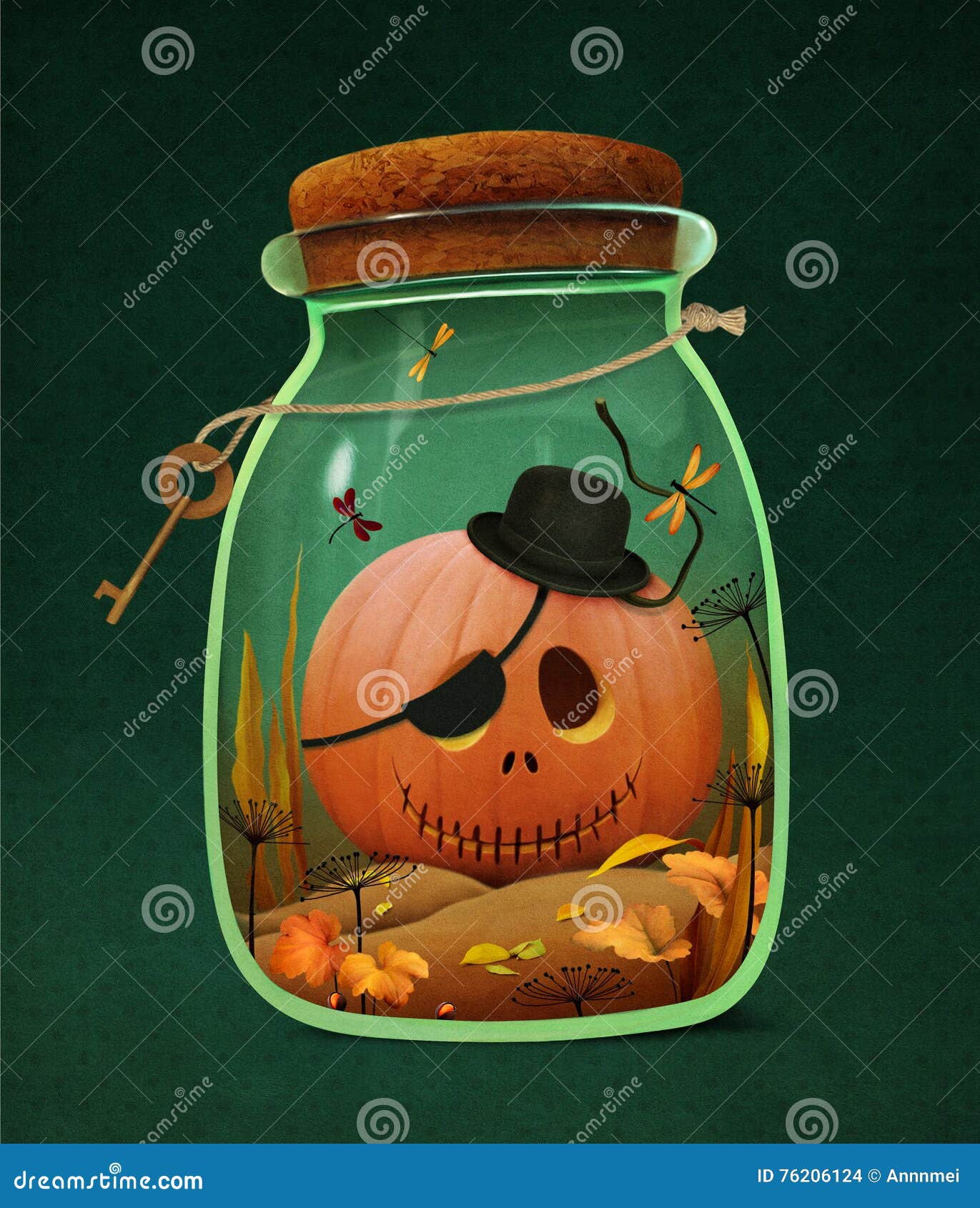 Halloween-Kürbis im Glas stock abbildung. Illustration von kürbis ...