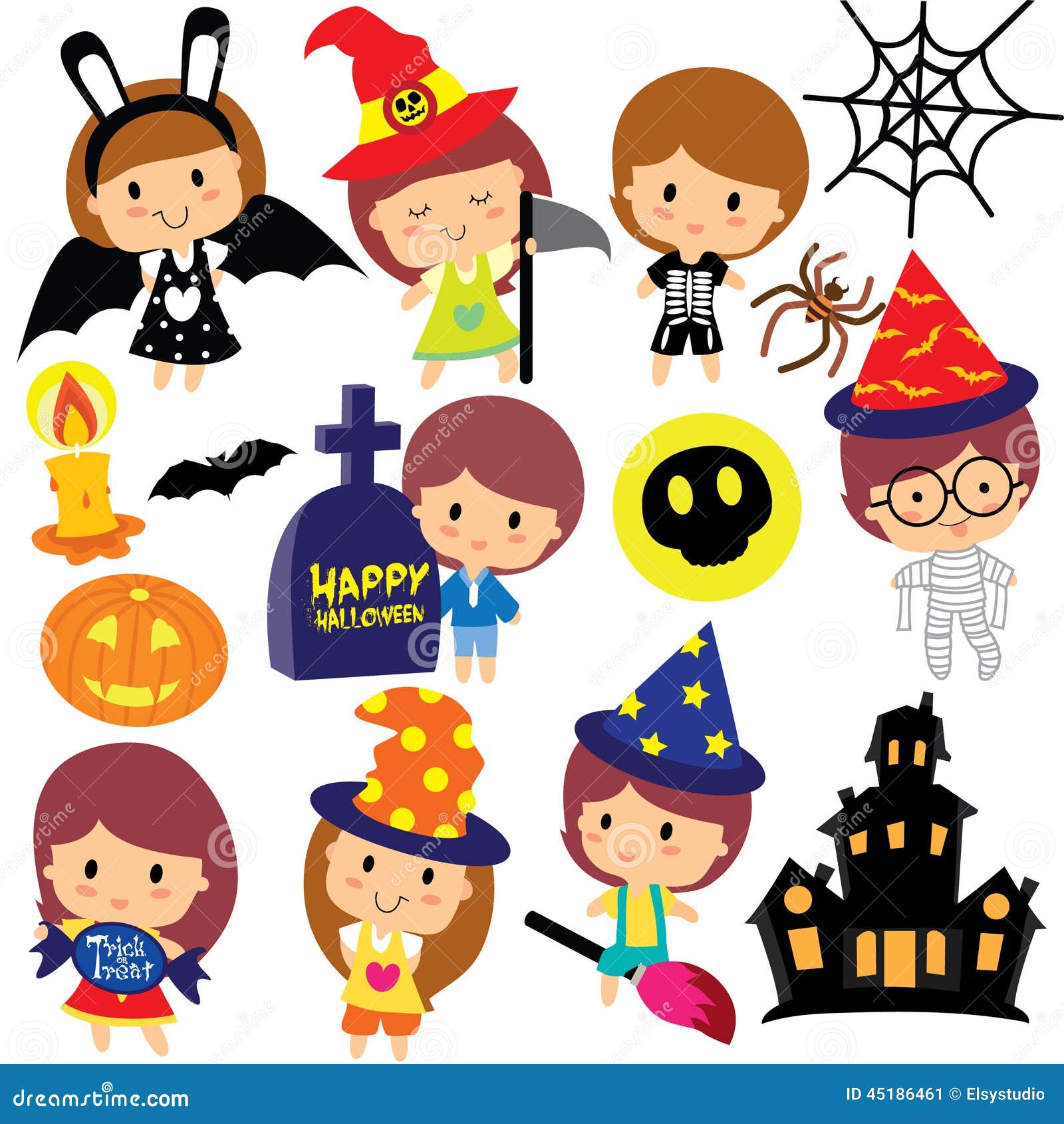 Halloween coloring set for little kids vector Stock Vector by  ©carlacastagno 141164966