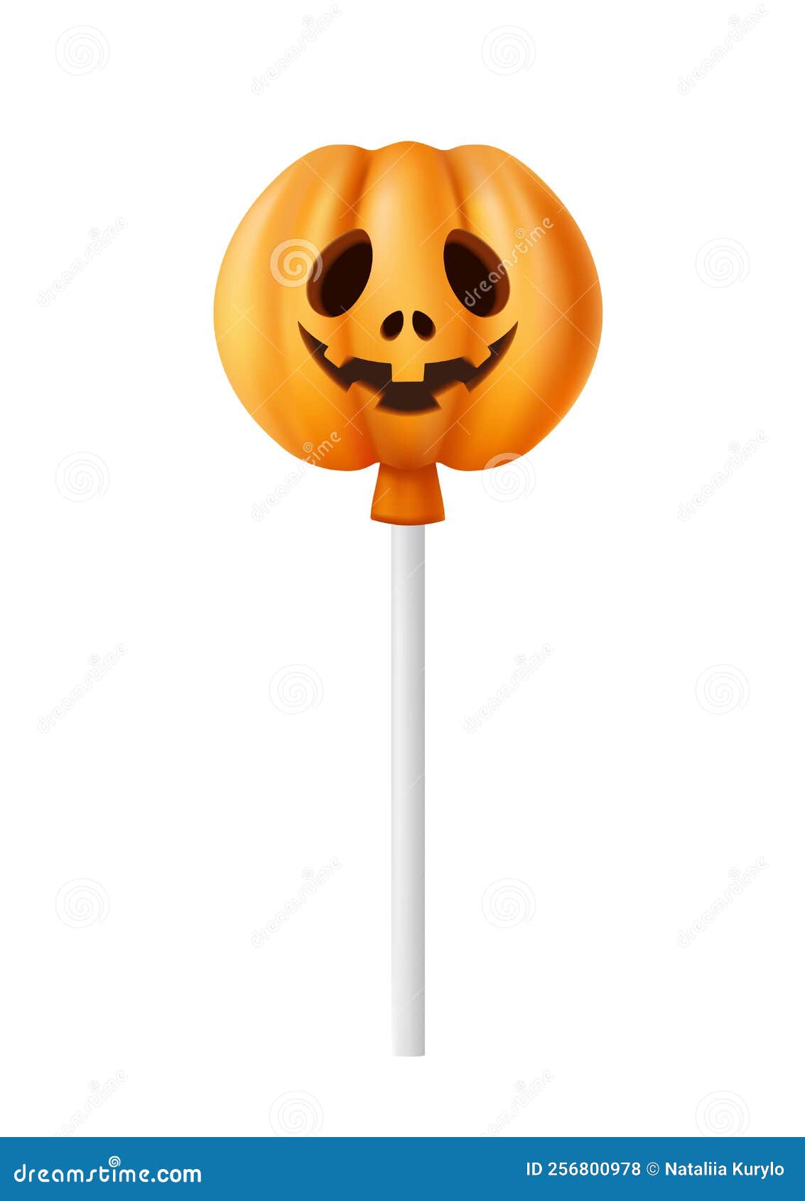 Halloween Lollipop, Pumpkin on a Stick Stock Vector Illustration of bonbon, decor 256800978