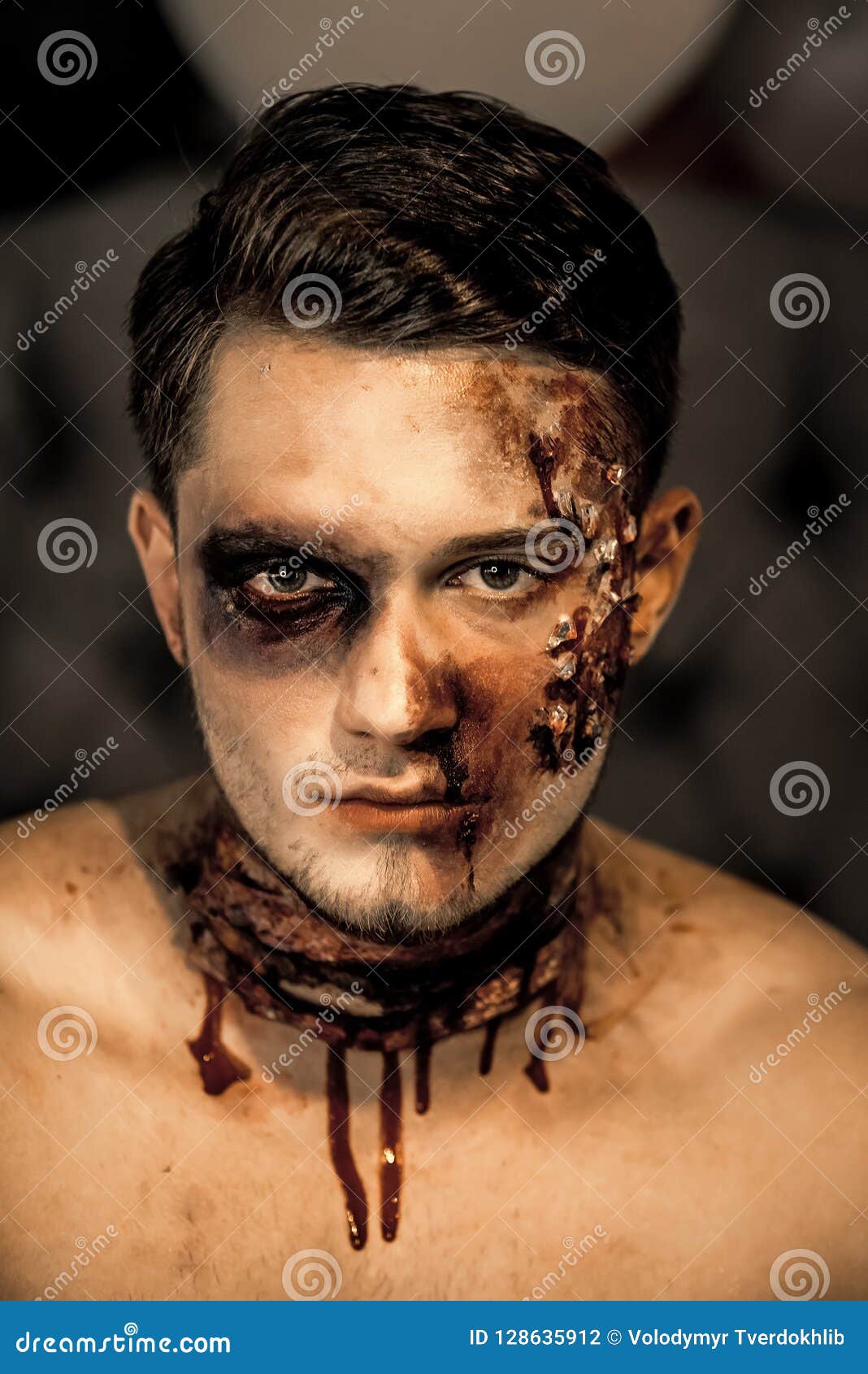 Halloween Man with Zombie Face. Stock Photo - Image of head, skull: 128635912 Halloween Man with Zombie Face. Stock Photo - Image of head, skull: 128635912