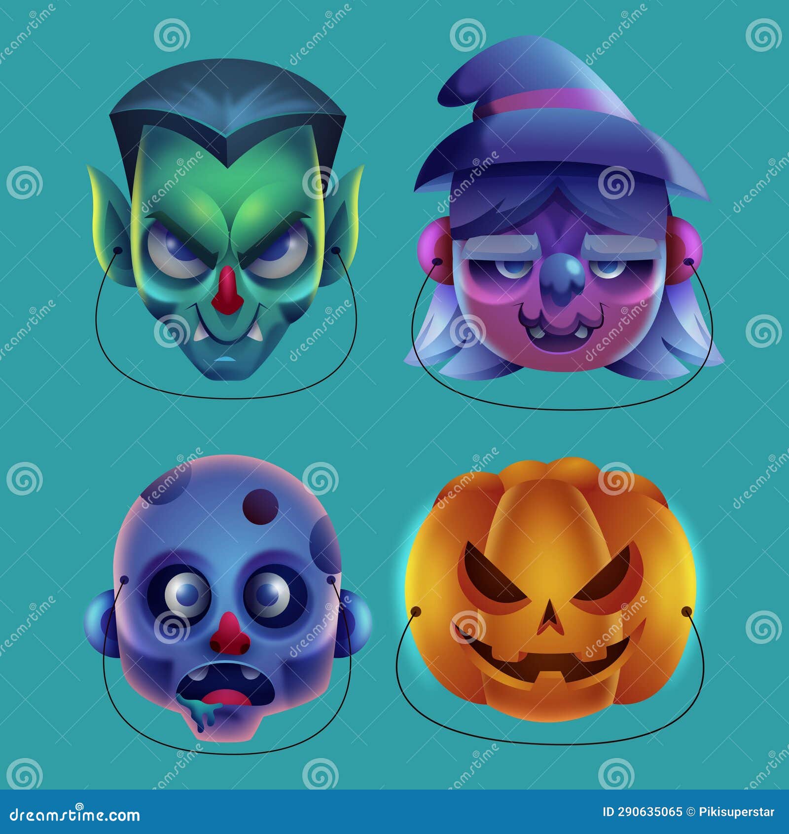 Halloween Mask Elements Collection Vector Design Illustration Stock