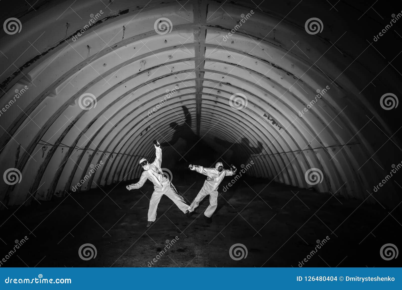 Ghosts in Dark Tunnel of Nuclear Power Plant Stock Photo Image of