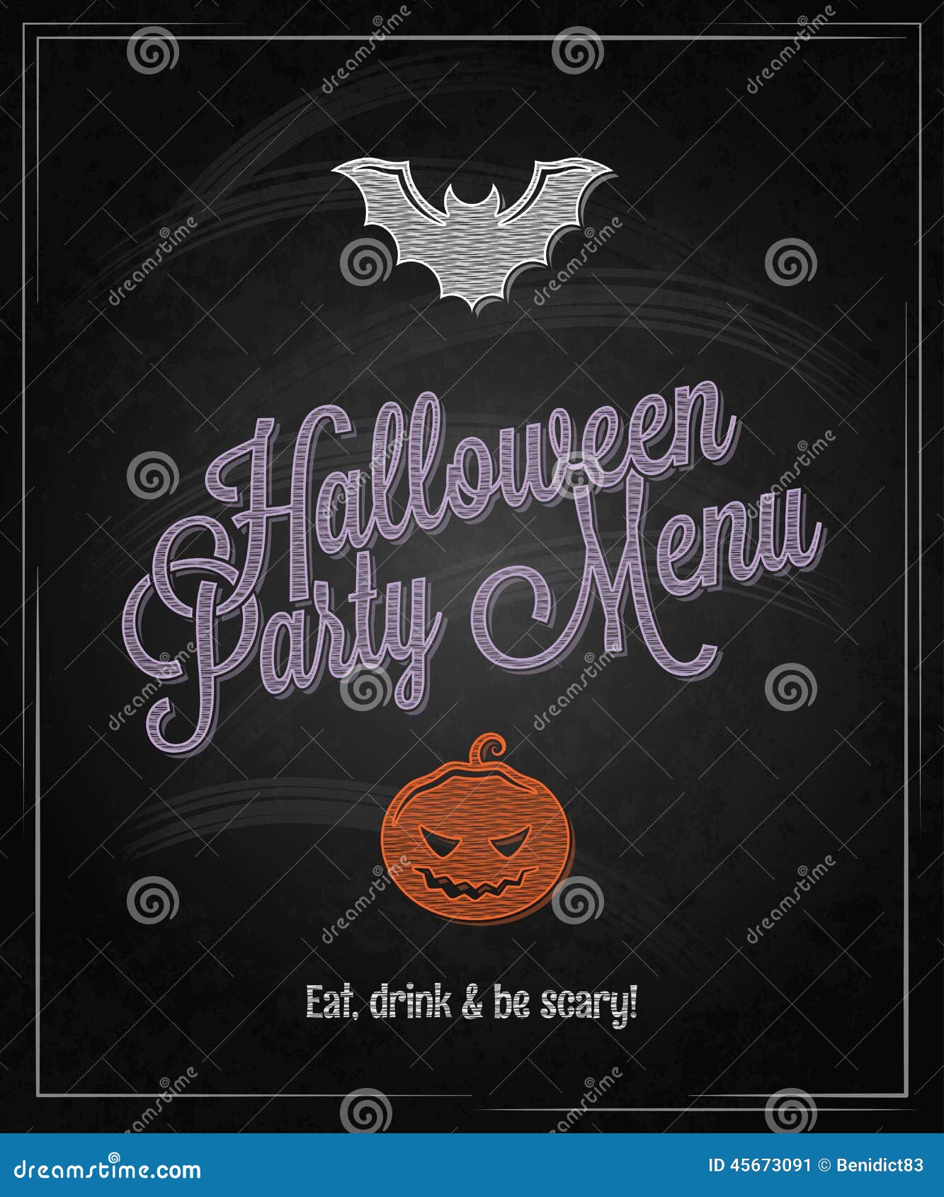 Halloween Menu Chalkboard Restaurant Background Stock Vector