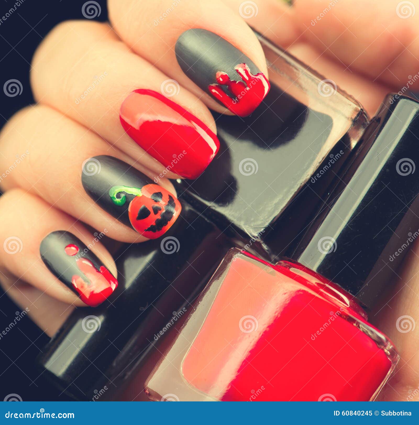 halloween nail art . black matte nailpolish