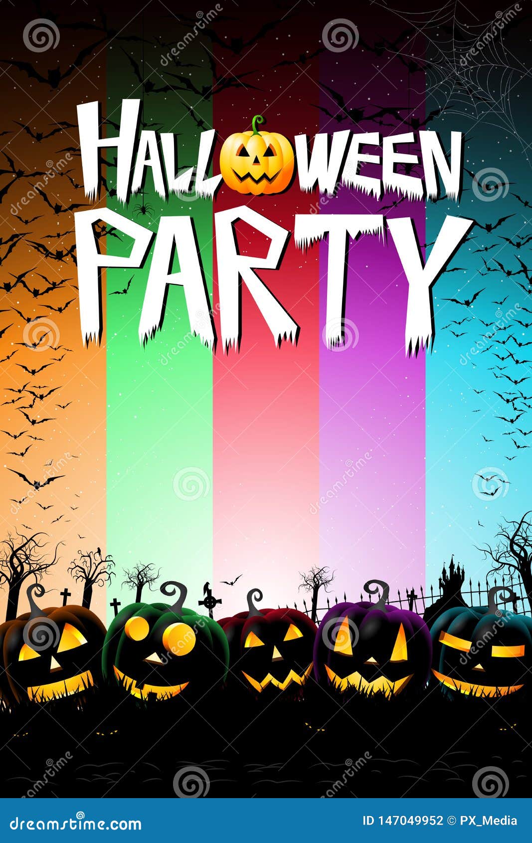 Halloween Party Banner/ Poster, Colorful Background Stock Illustration ...