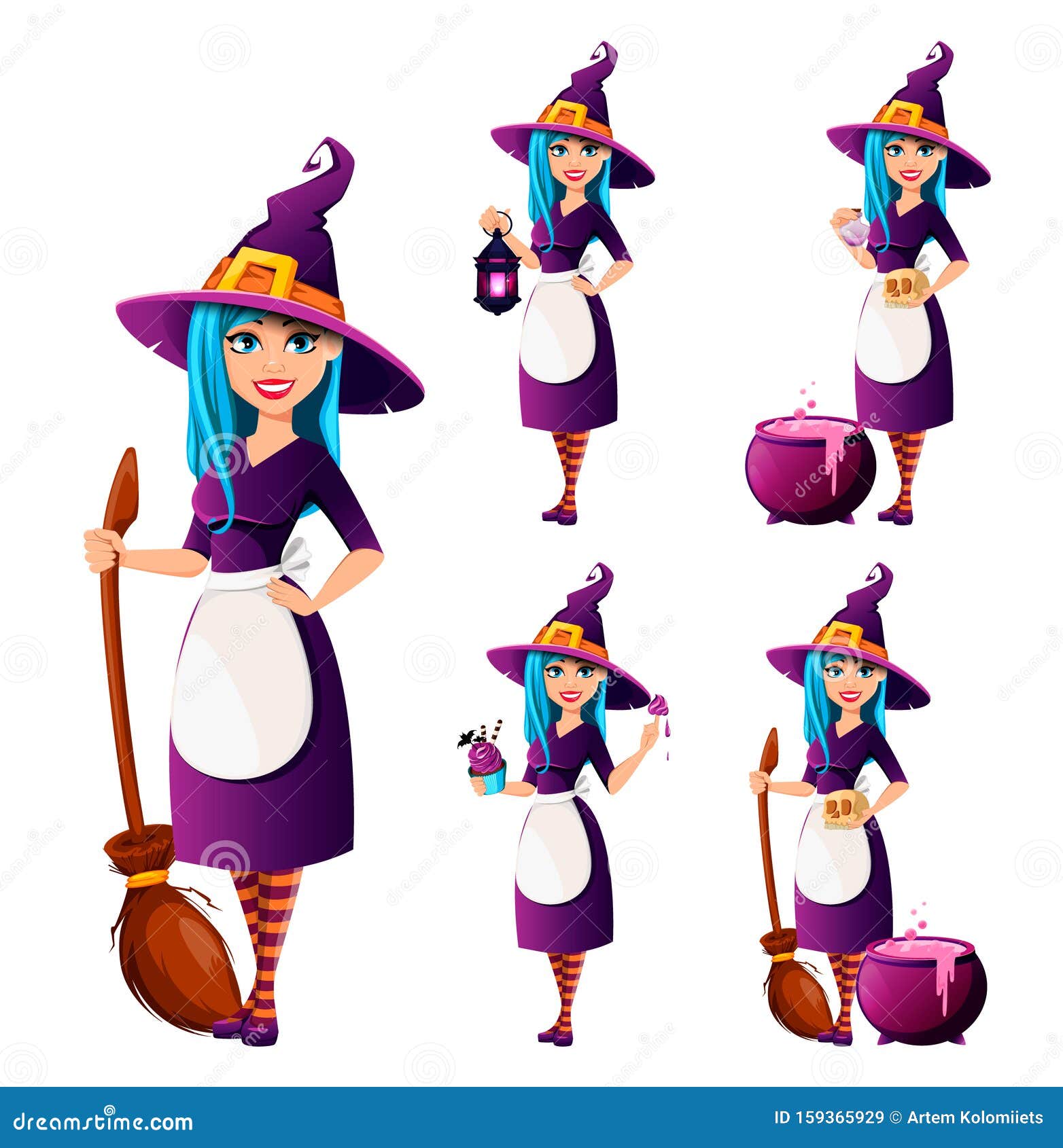 Halloween Party. Beautiful Lady Witch Stock Vector - Illustration of  halloween, background: 159365929