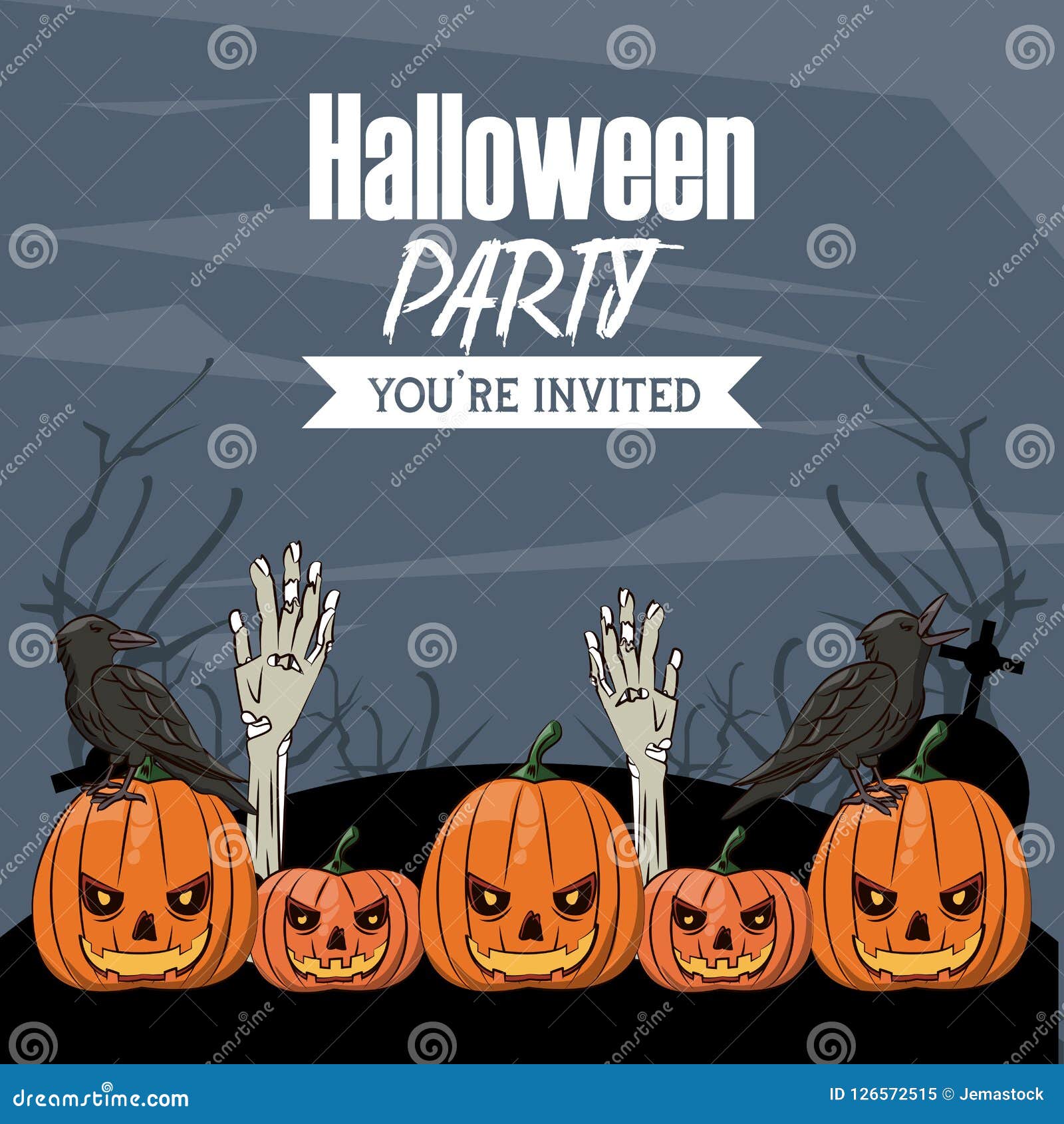Halloween party card stock vector. Illustration of card - 126572515