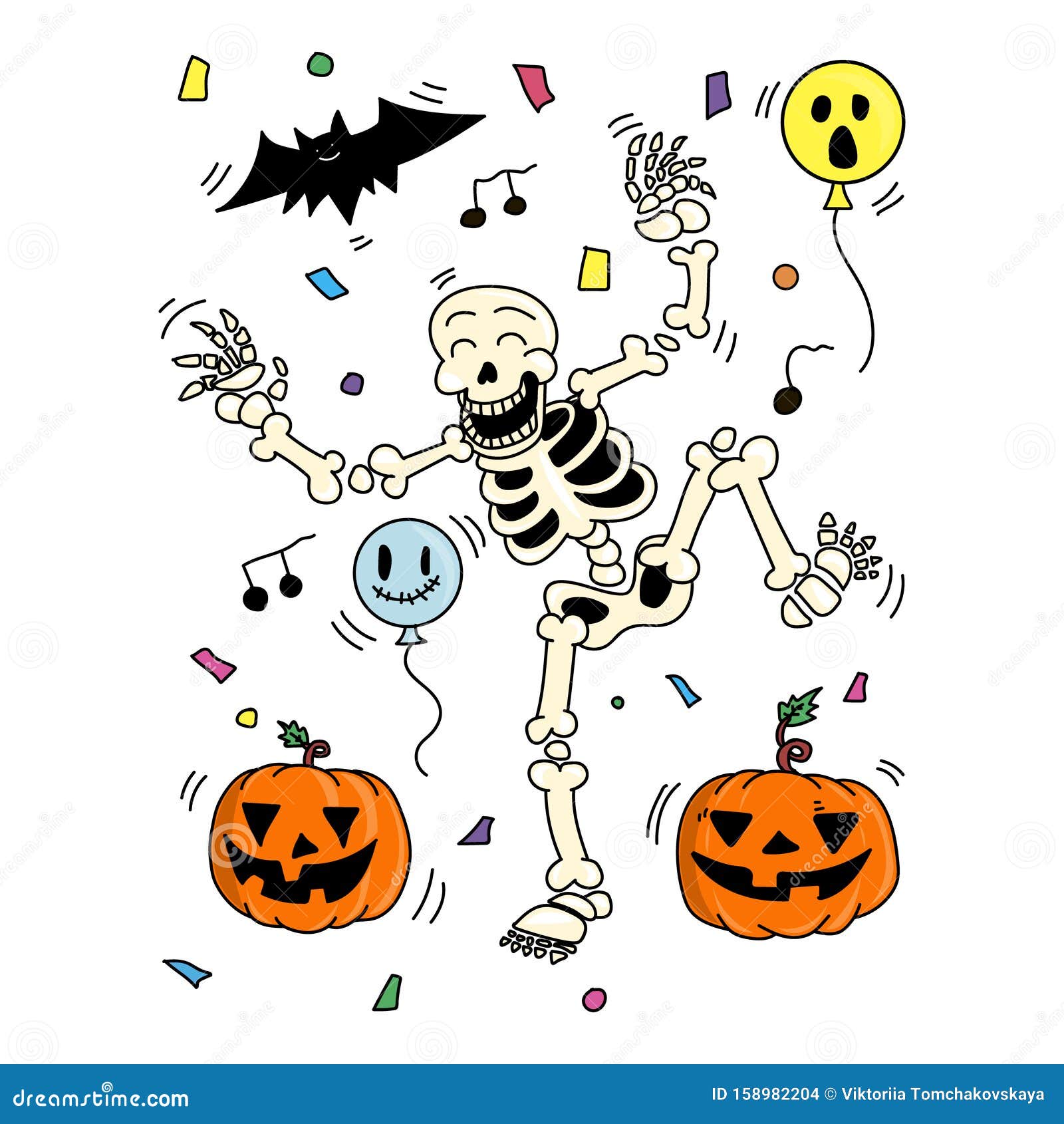 Dancing Skeleton Illustration. Happy Halloween. Halloween Party Stock